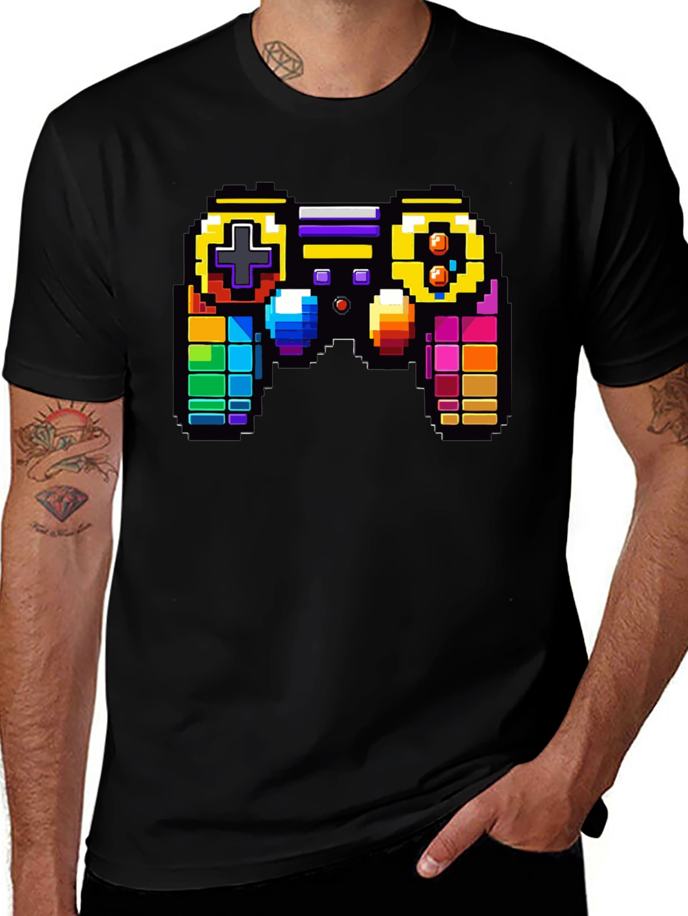 Variant 29 of Retro Pixel Game Controller Graphic Tee - Gamer Style