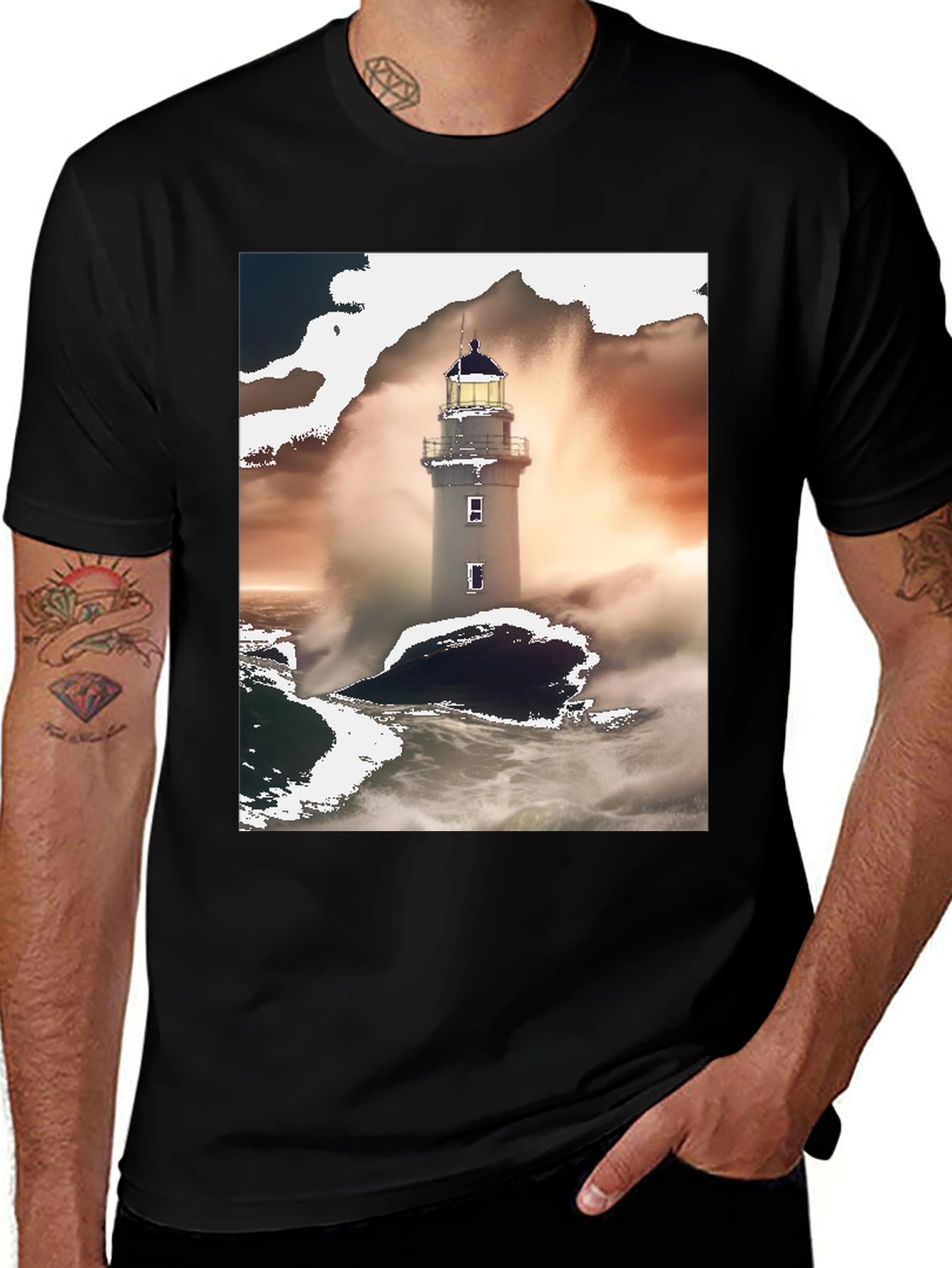 Variant 17 of Lighthouse Graphic Tee - Coastal Style Comfort