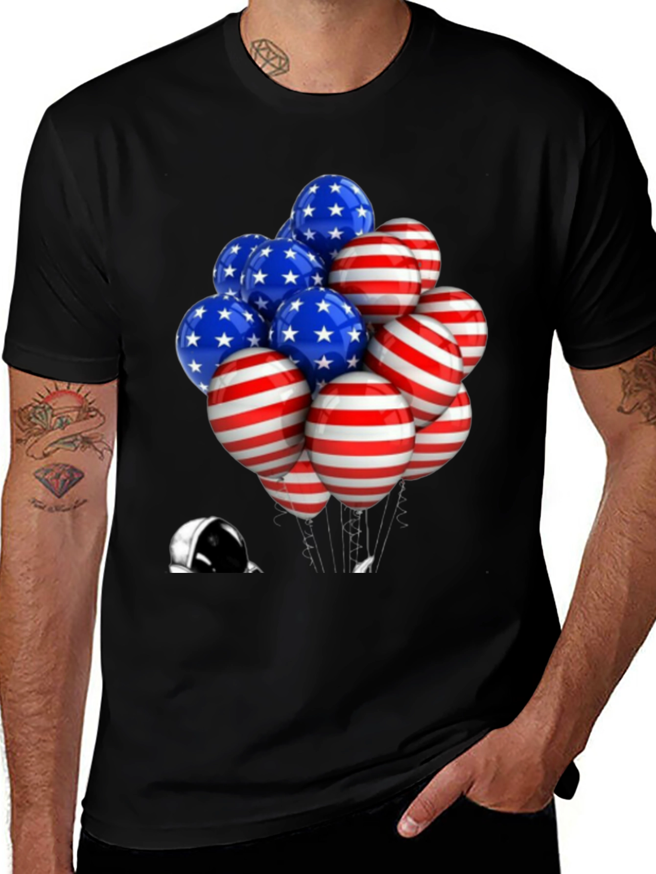Variant 18 of Patriotic Balloons Astronaut Graphic T-Shirt