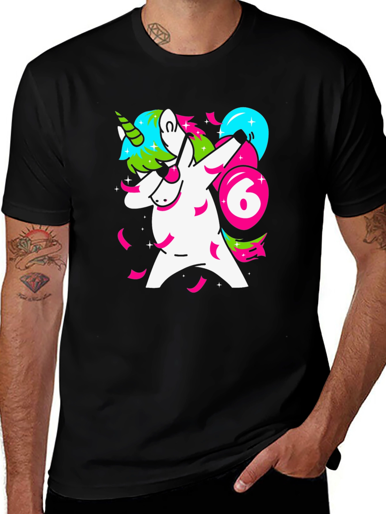 Variant 17 of Dabbing Unicorn 6th Birthday T-Shirt - Youthful Style!
