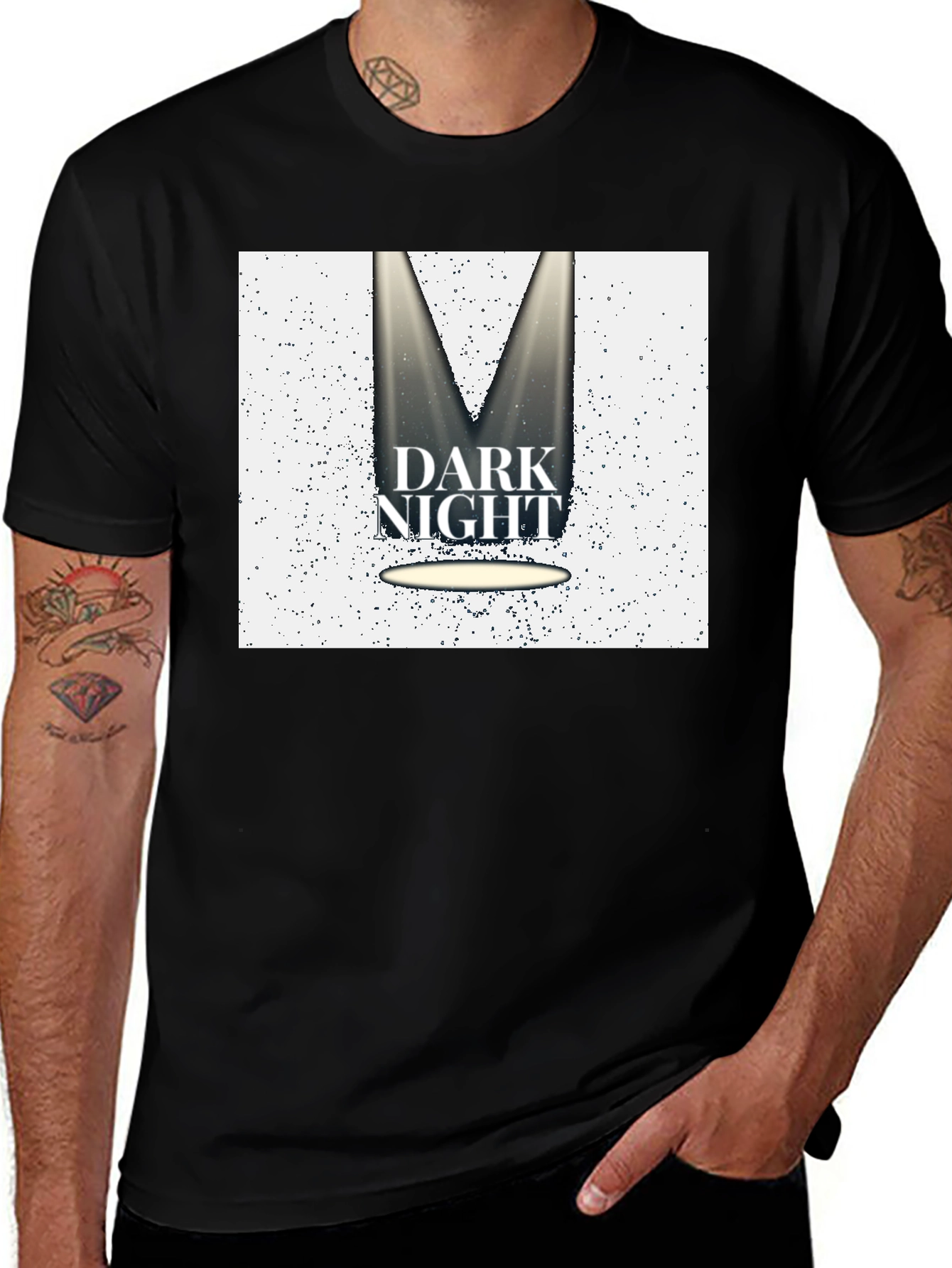 Variant 15 of Dark Night Graphic Tee - Black Cotton Blend T-Shirt