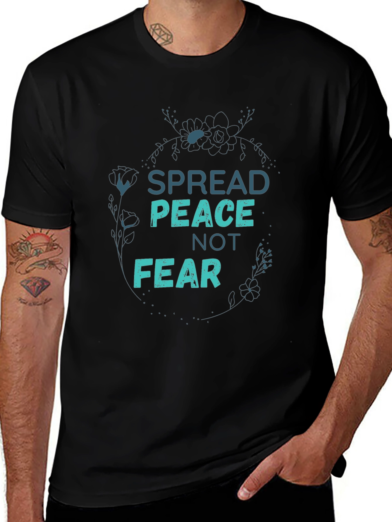 Black Spread Peace Not Fear Graphic Tee - Black main image