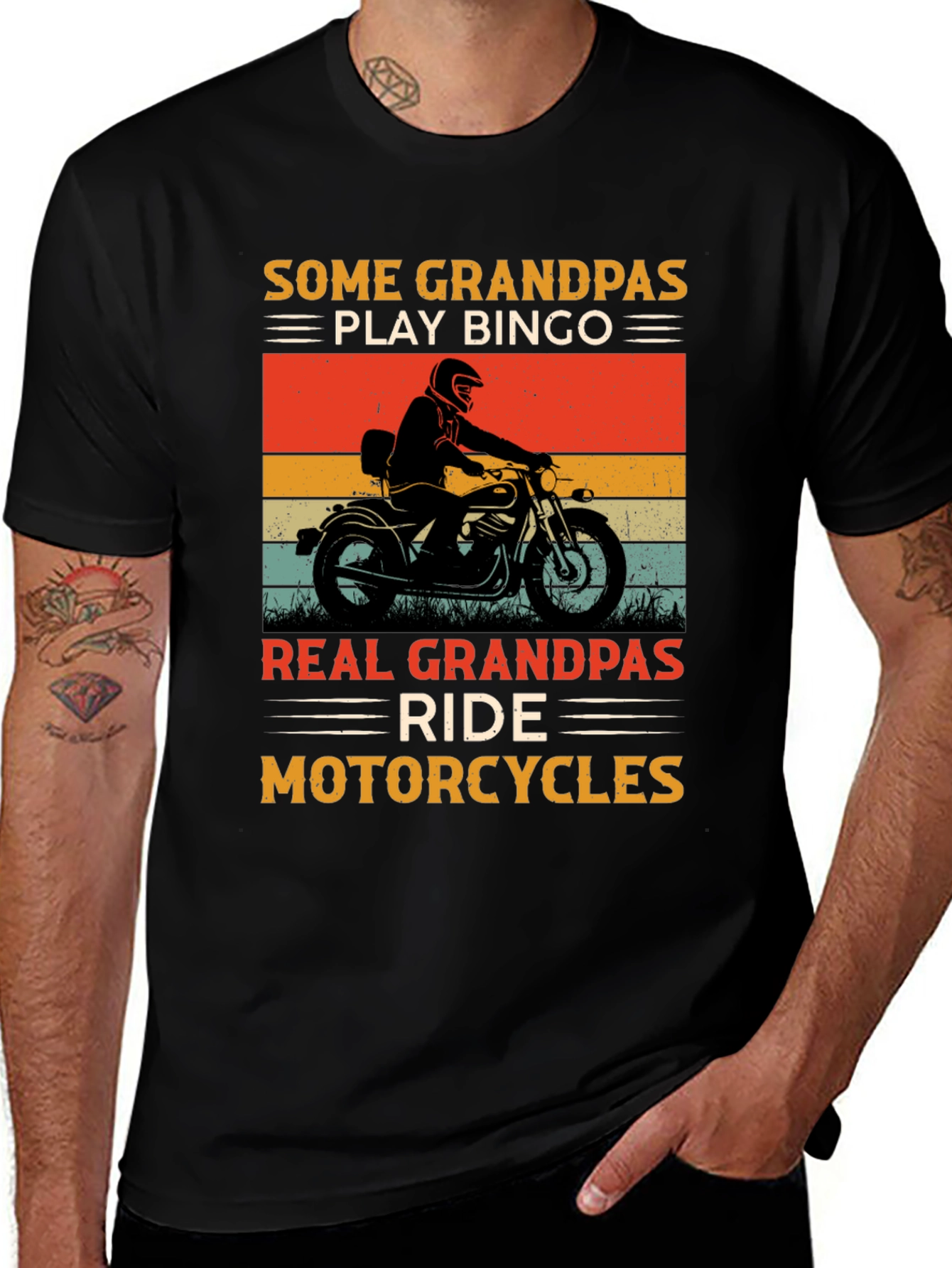 Black Grandpa Motorcycle T-Shirt main image