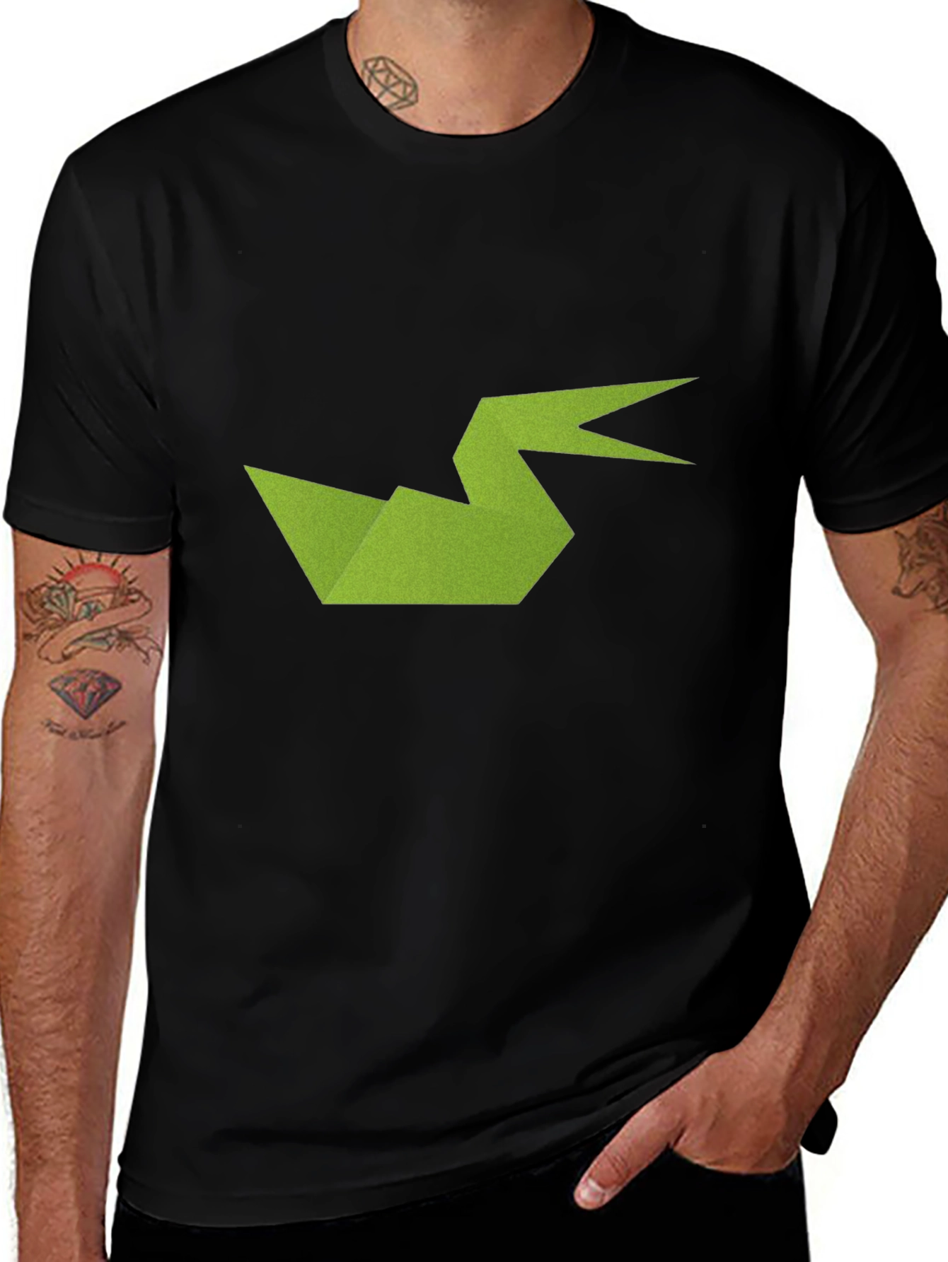 Variant 12 of Origami Duck Graphic Tee - Stylish Men's Black T-Shirt