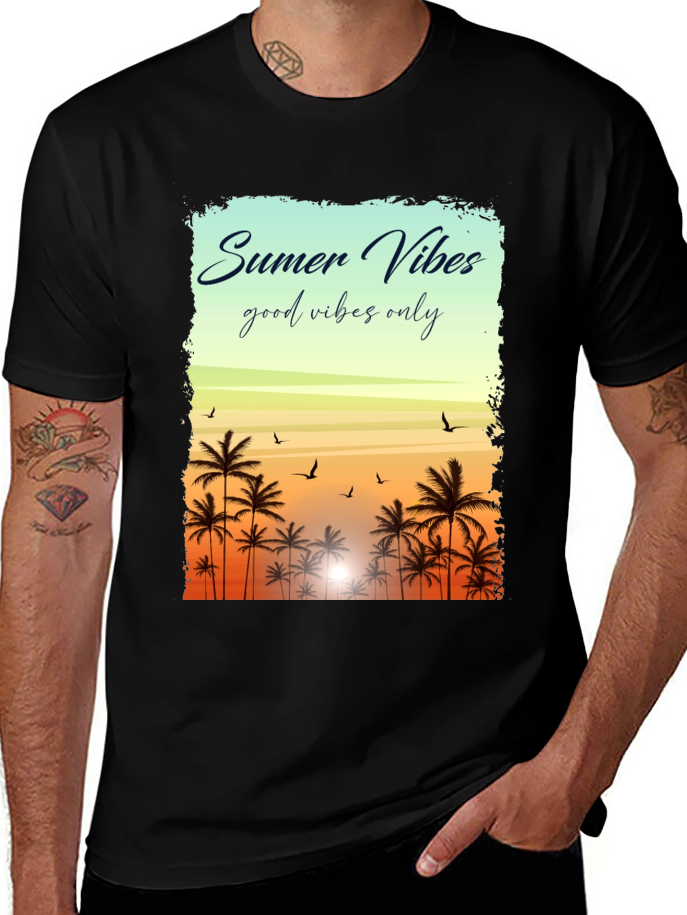 Variant 11 of Summer Vibes Graphic Tee - Black