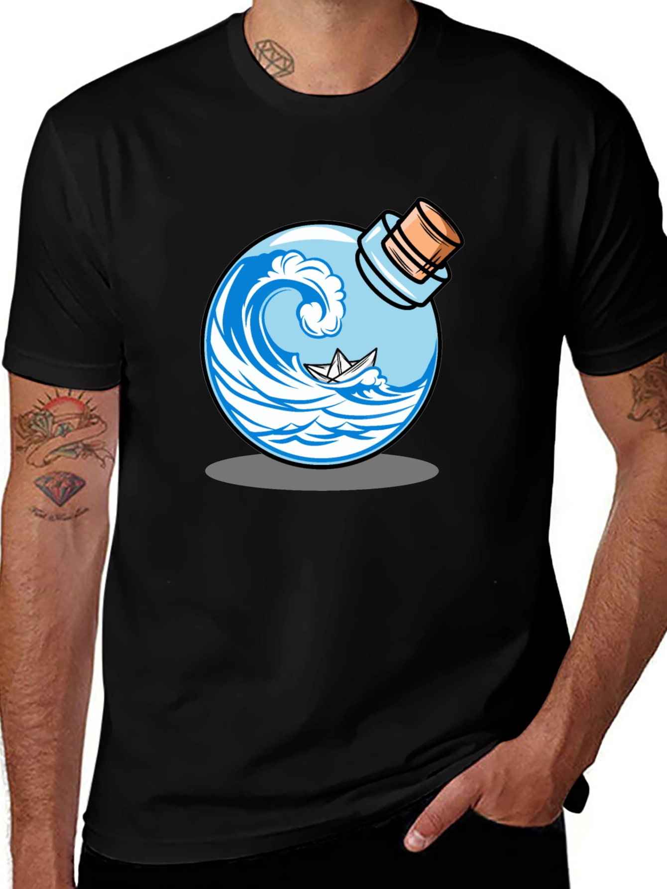 Wave in a Bottle Graphic T-Shirt
