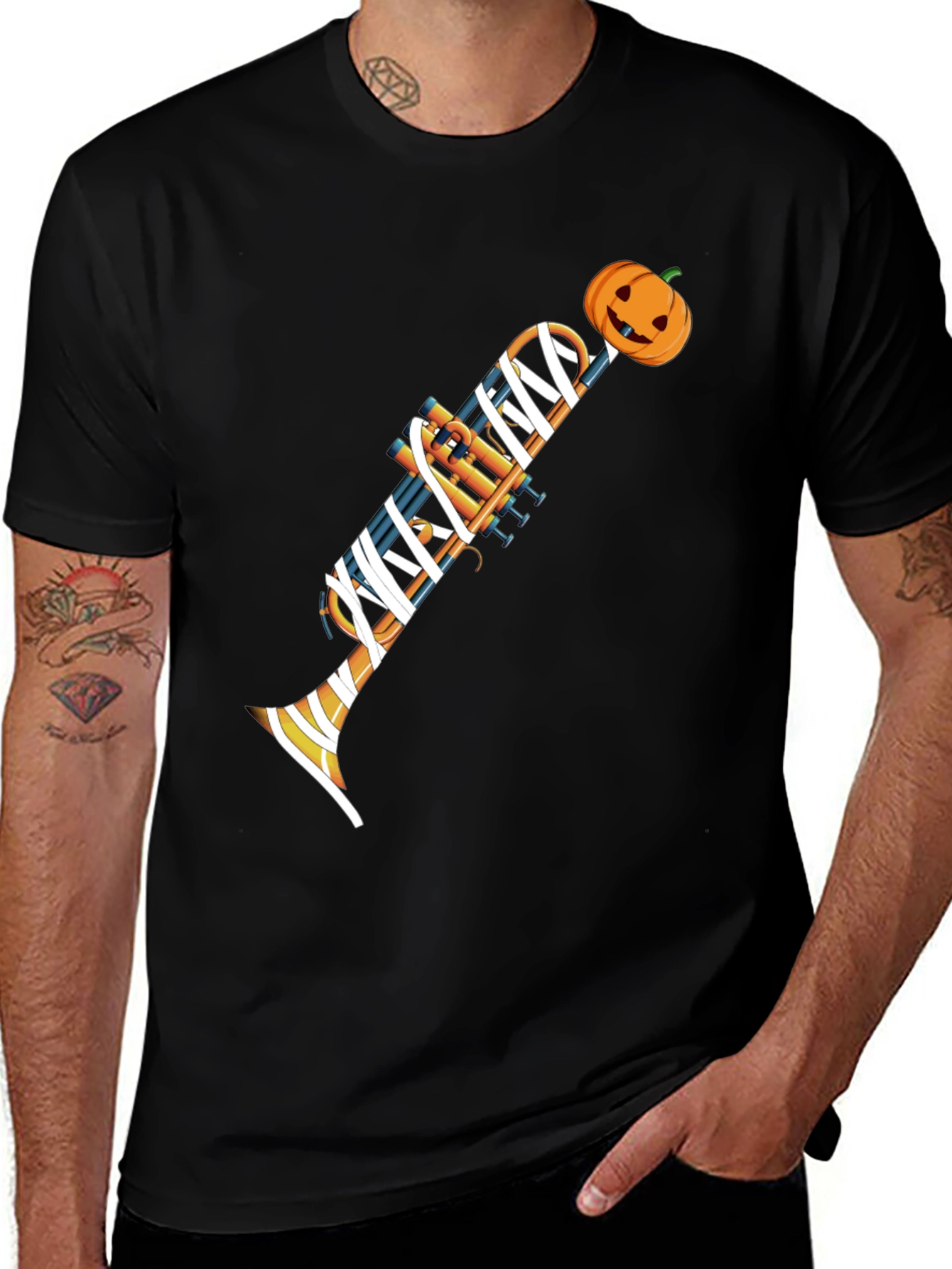 Variant 13 of Halloween Trumpet Mummy Graphic Tee