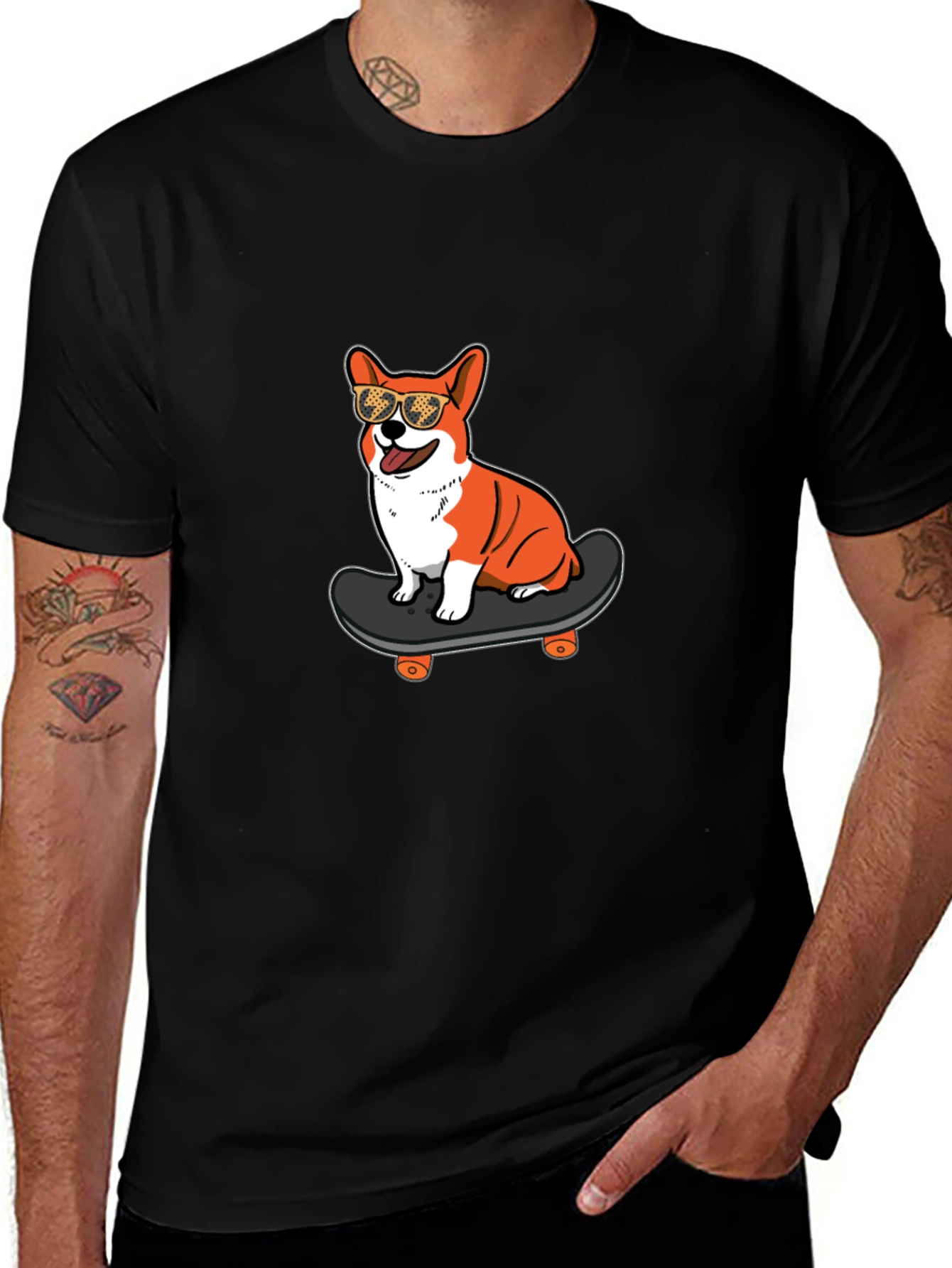 Variant 22 of Corgi Skateboarder T-Shirt: Cool Dog Vibes!