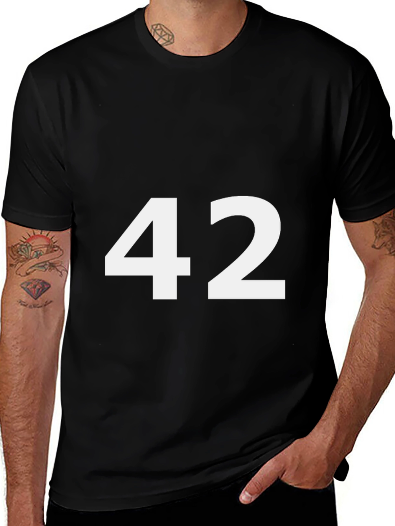 Variant 16 of Number 42 Graphic Tee - Black Cotton Comfort