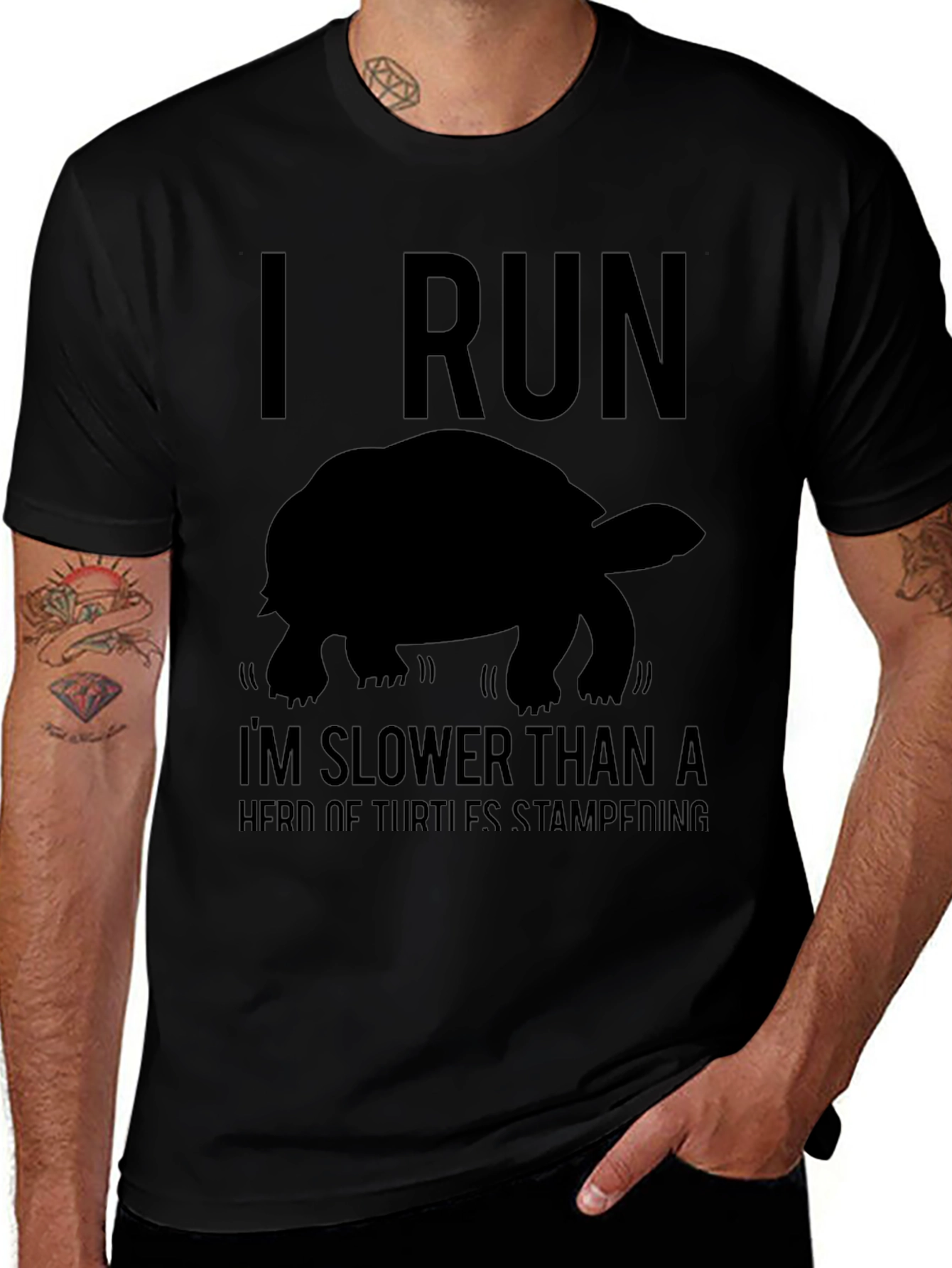 Variant 14 of I Run Slower Than A Herd Of Turtles T-Shirt
