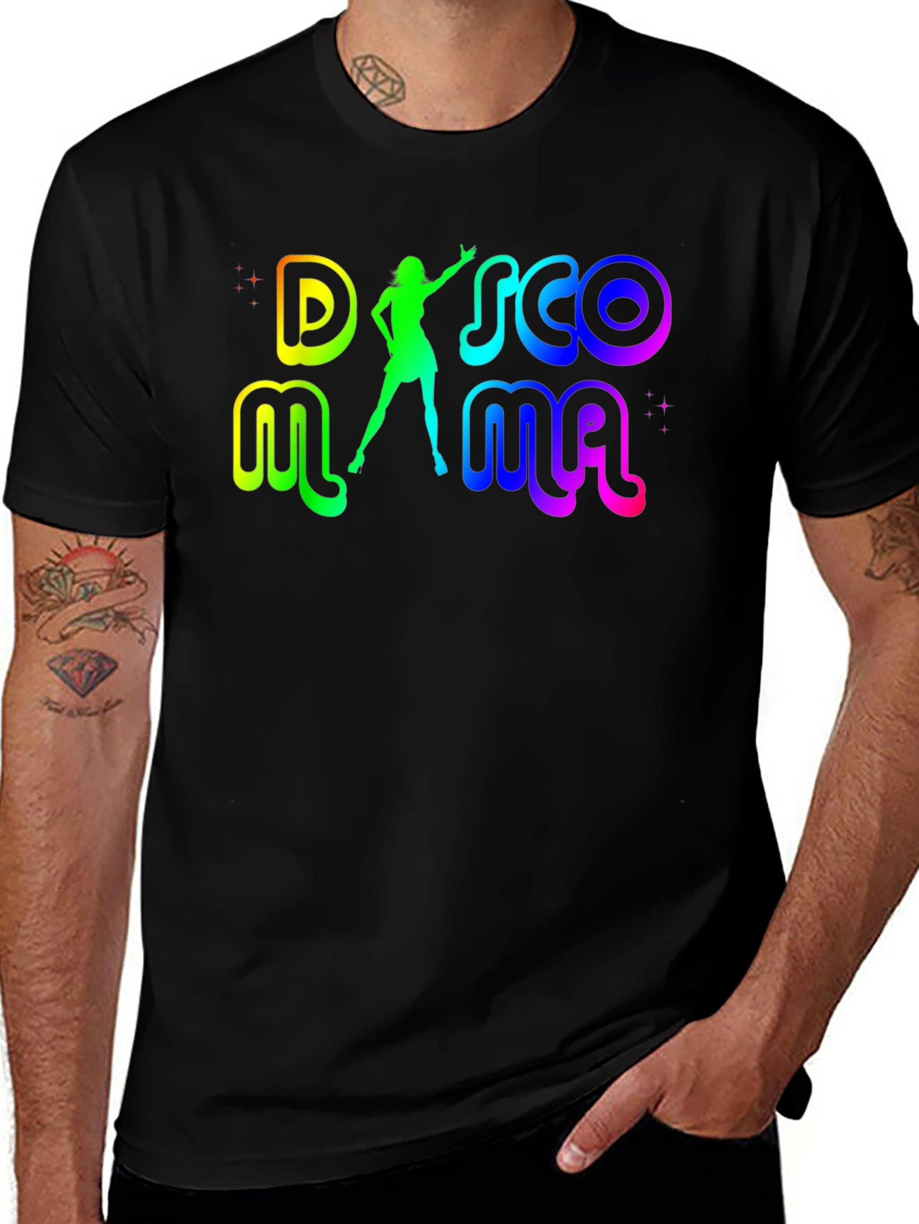 Variant 4 of Disco Mama T-Shirt - Retro Rainbow Design