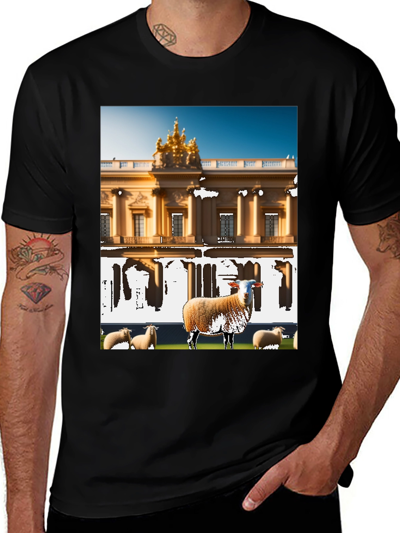 Variant 5 of Sheep Building Black T-Shirt