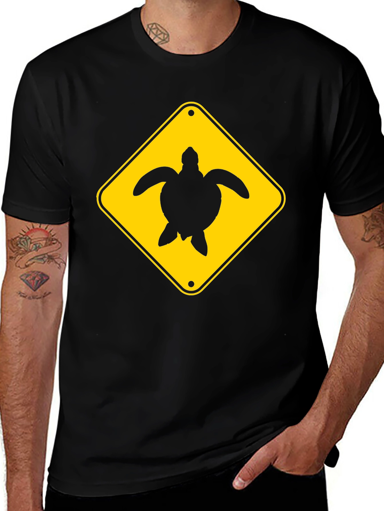 Variant 15 of Turtle Crossing Black T-Shirt