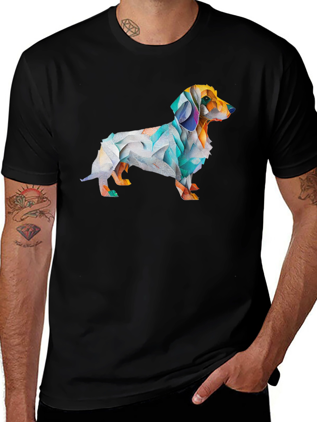 Variant 23 of Geometric Dachshund Graphic T-Shirt
