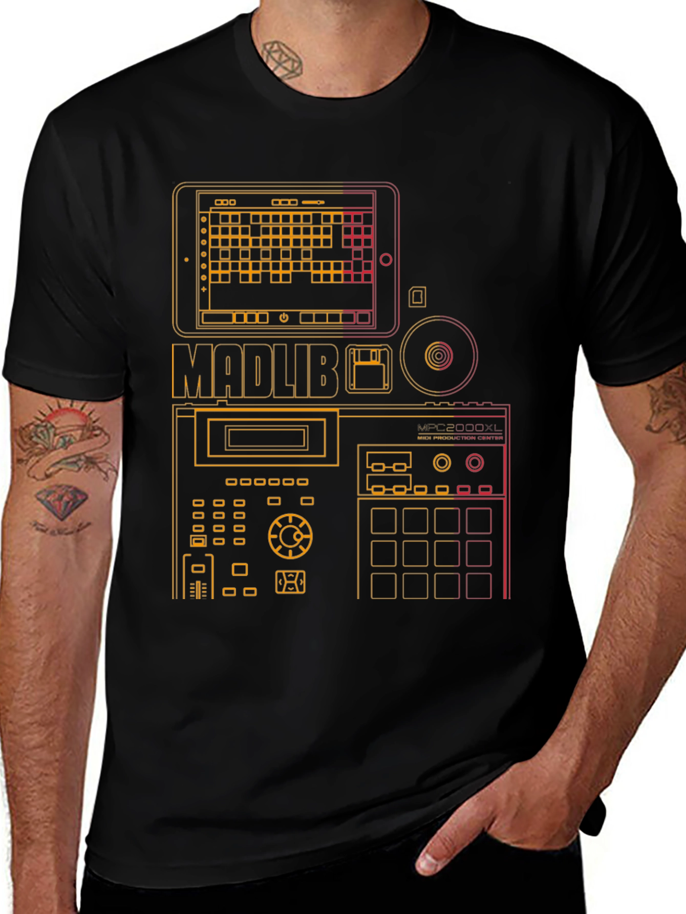 Variant 12 of Madlib MPC Music Producer Black Graphic T-Shirt