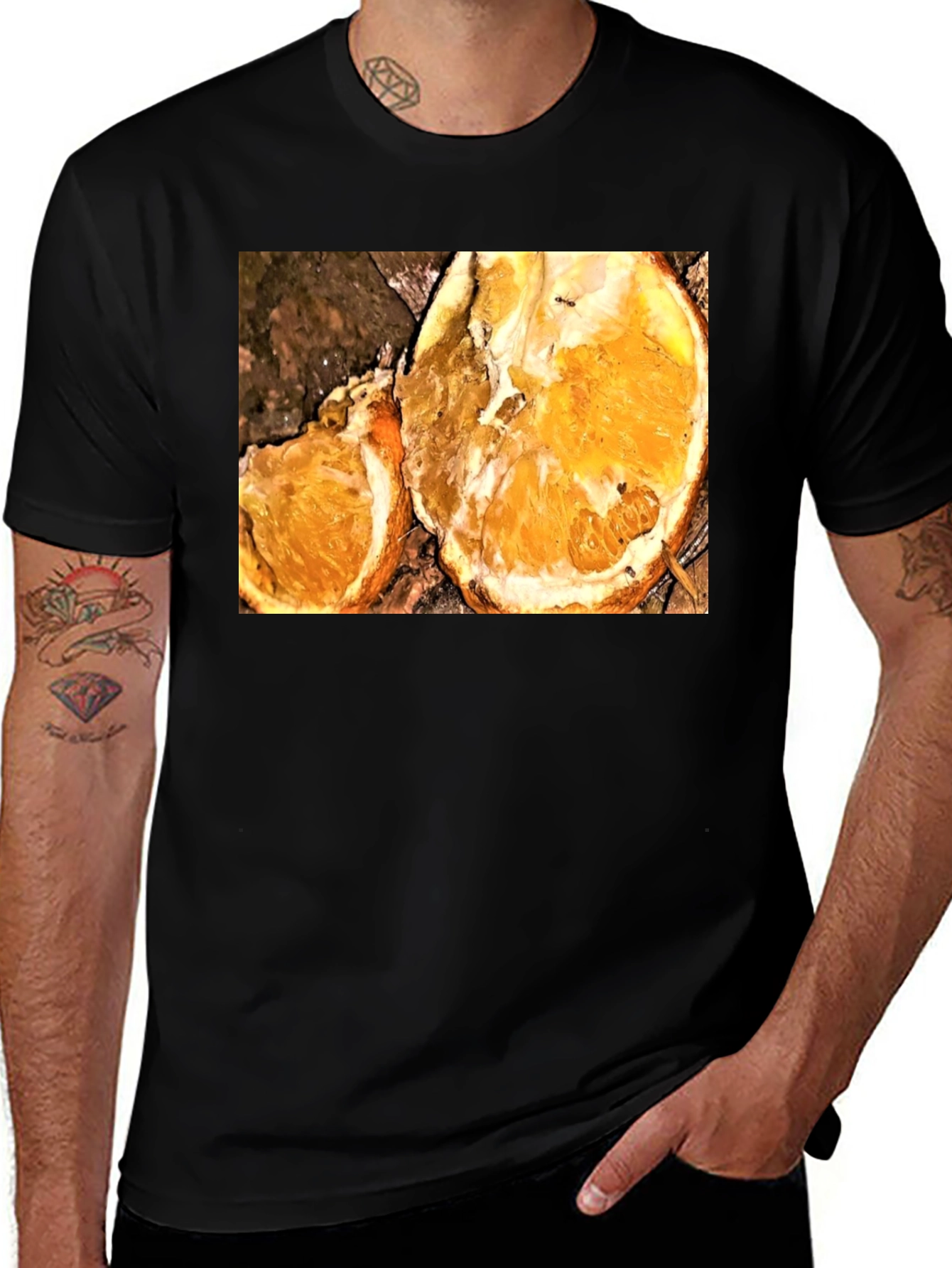 Variant 12 of Orange Slice Graphic Tee - Black Casual T-Shirt