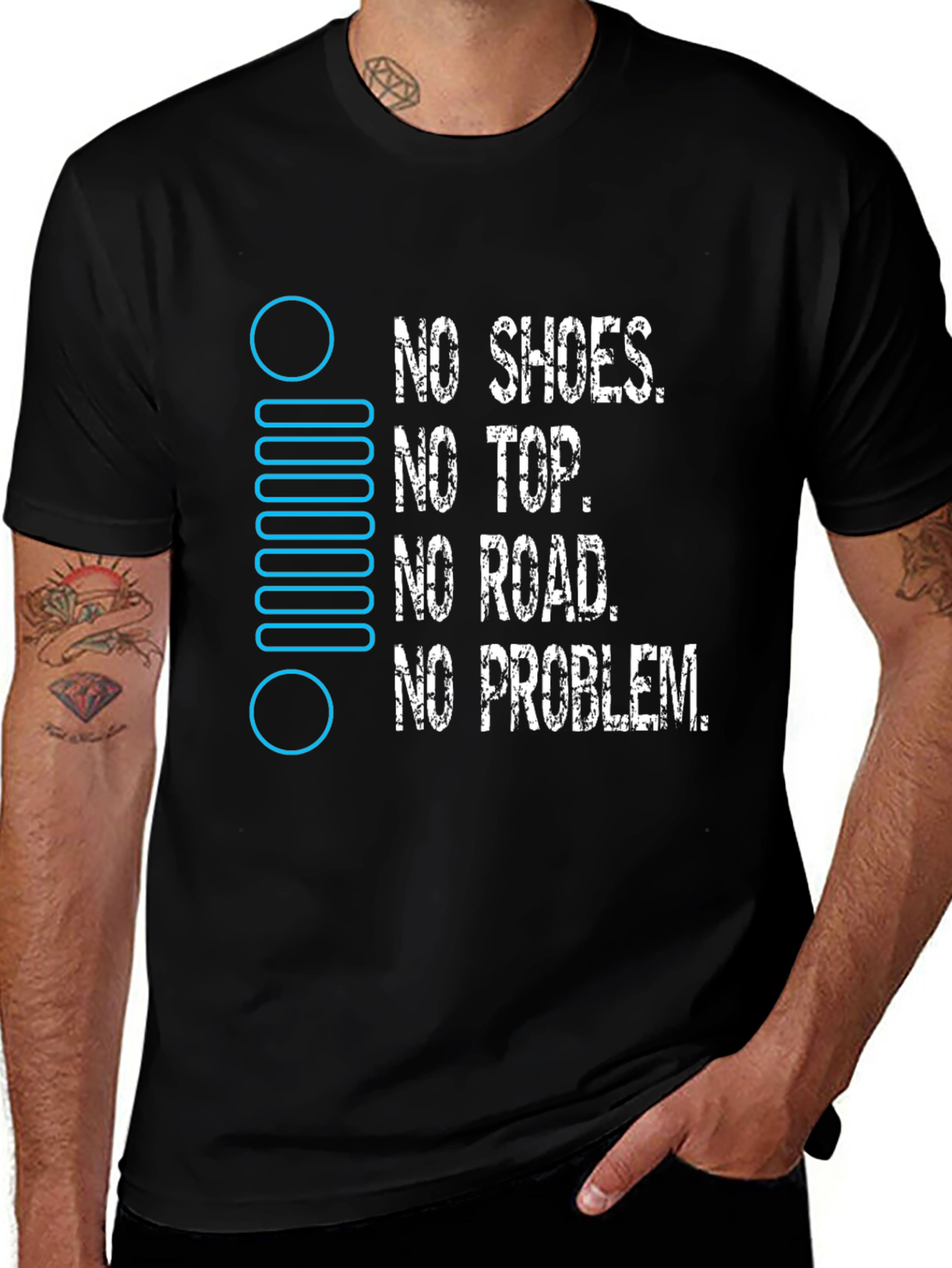 Variant 23 of No Shoes No Top No Road No Problem T-Shirt