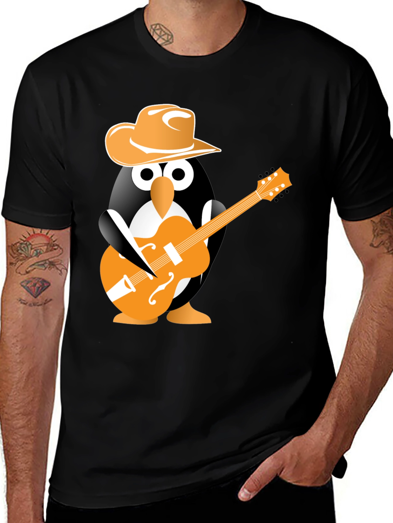 Variant 17 of Penguin Guitarist Graphic T-Shirt - Black