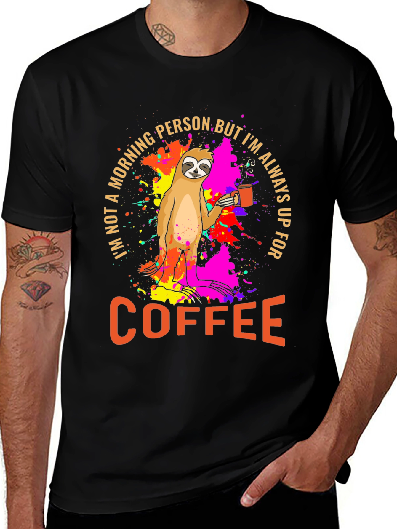 Sloth Coffee T-Shirt - Morning Person Funny Tee