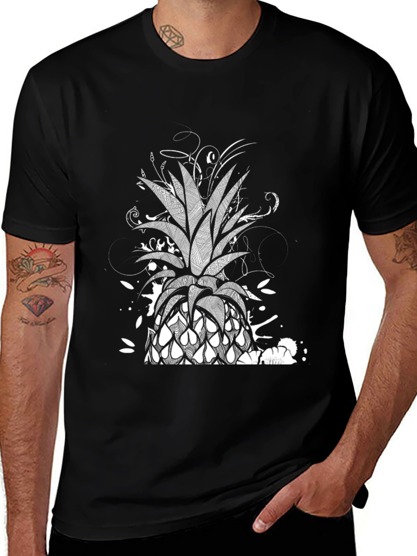 Variant 6 of Pineapple Graphic Black T-Shirt
