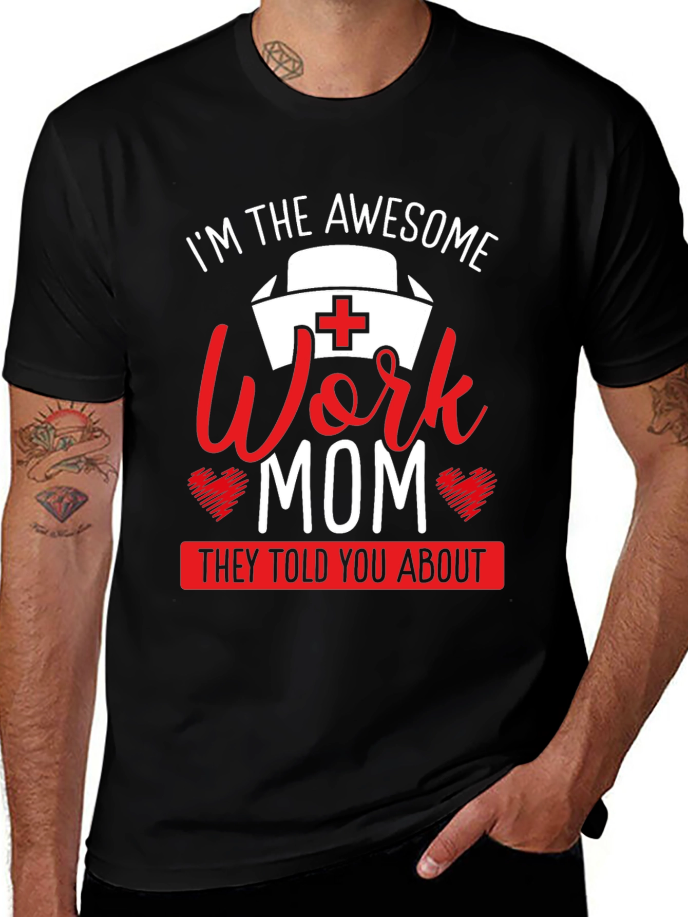 Variant 15 of Awesome Work Mom Graphic T-Shirt - Nurse Edition