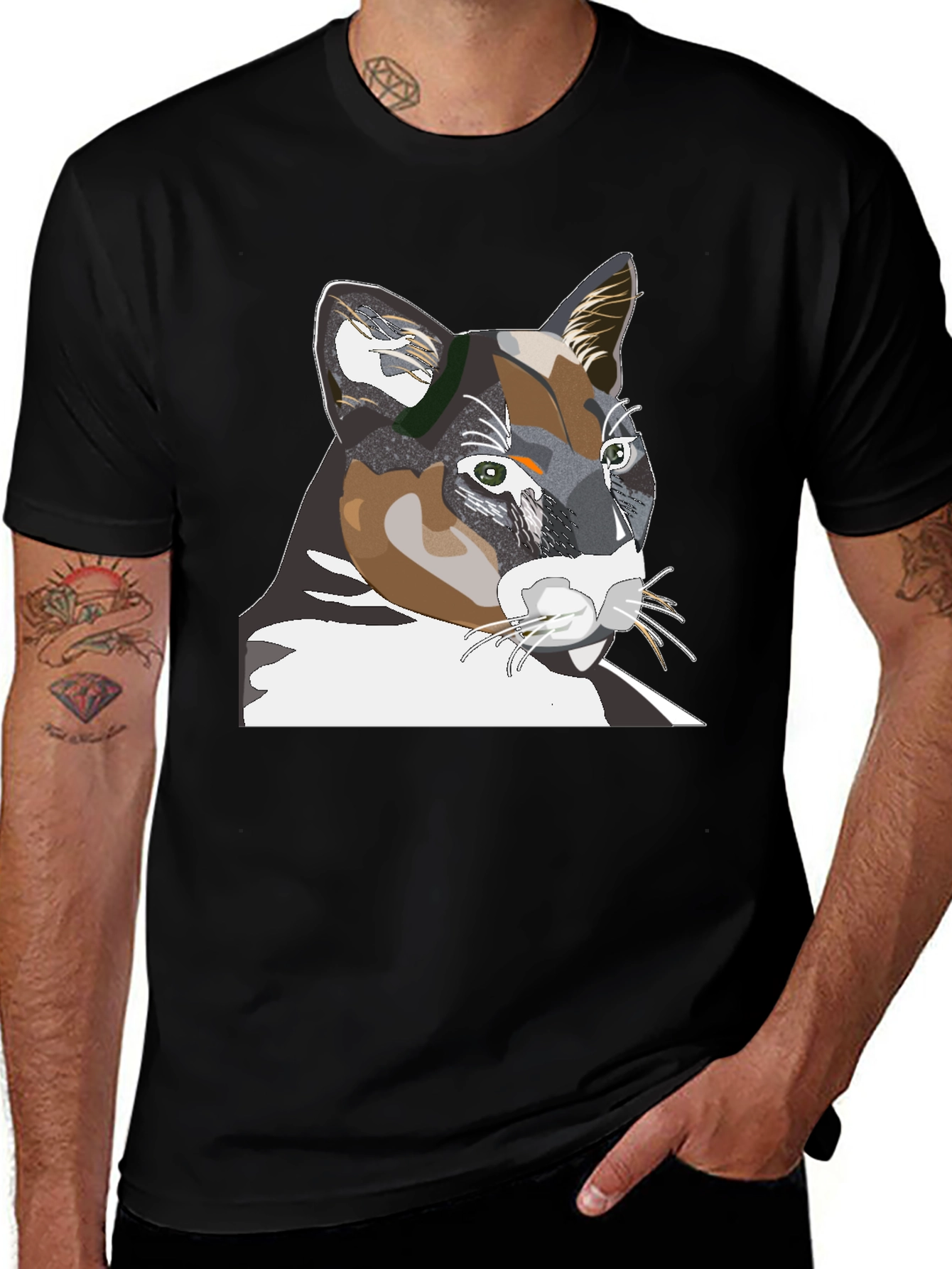 Variant 18 of Cool Cat Graphic Tee - Black Cotton T-Shirt