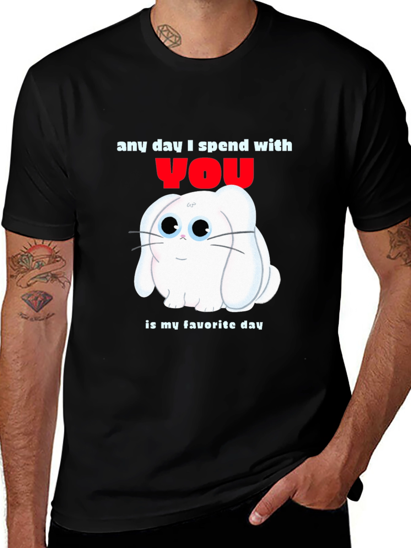 Variant 3 of Any Day With You T-Shirt - Cute Bunny Design