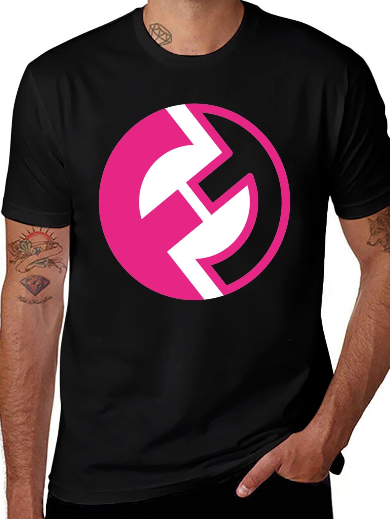 Variant 27 of Bold Graphic Tee - Pink & White Circle Design