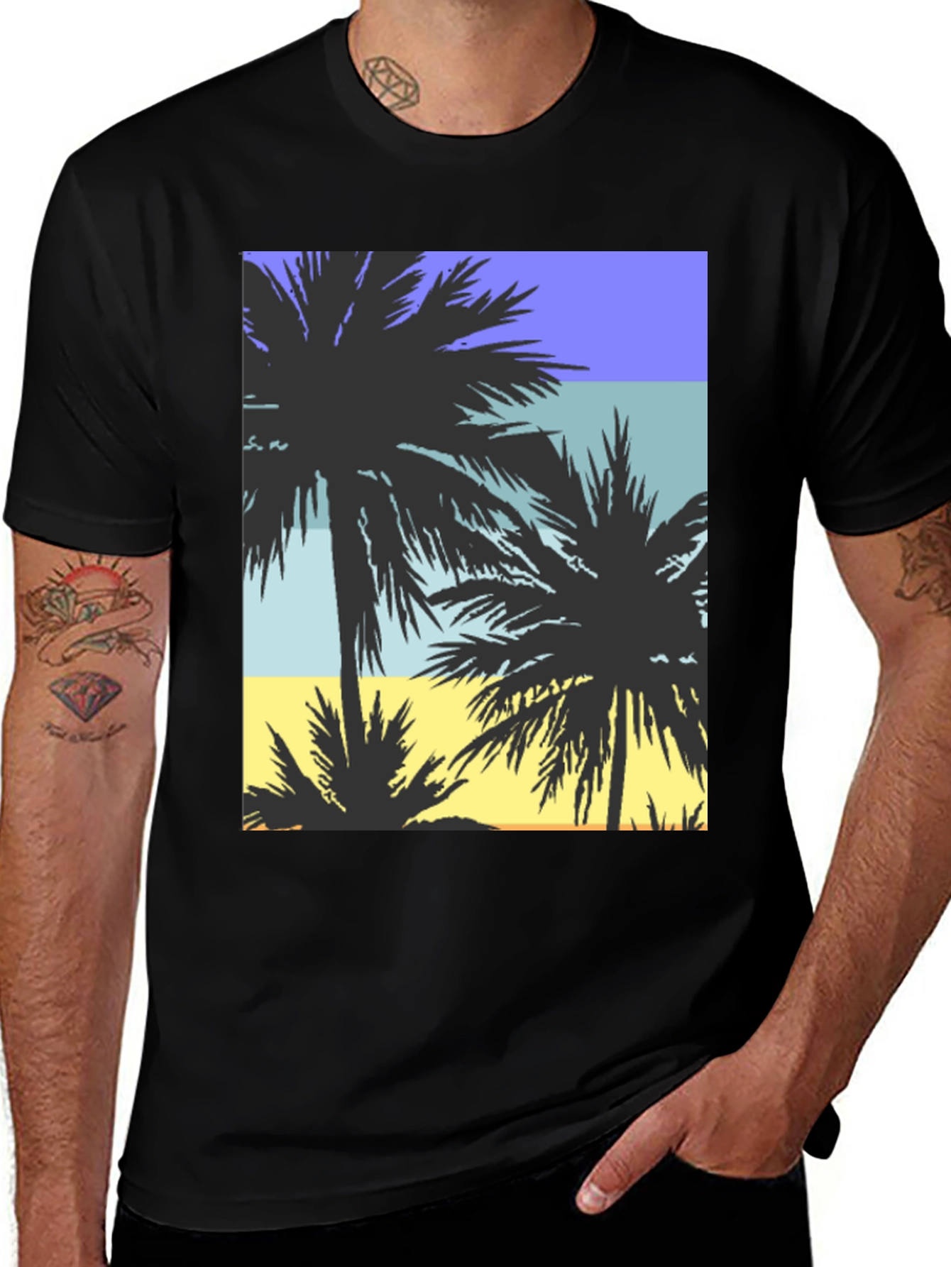 Variant 23 of Retro Palm Tree T-Shirt - Black Graphic Tee
