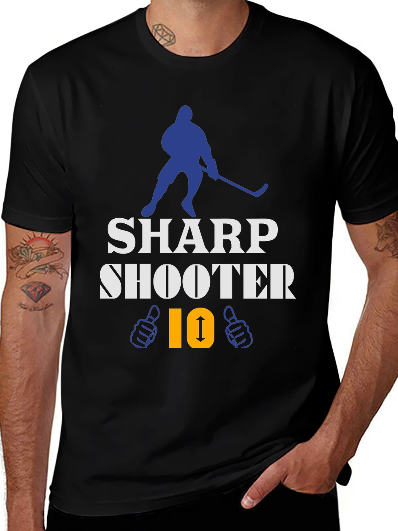 Black Sharp Shooter Hockey T-Shirt main image