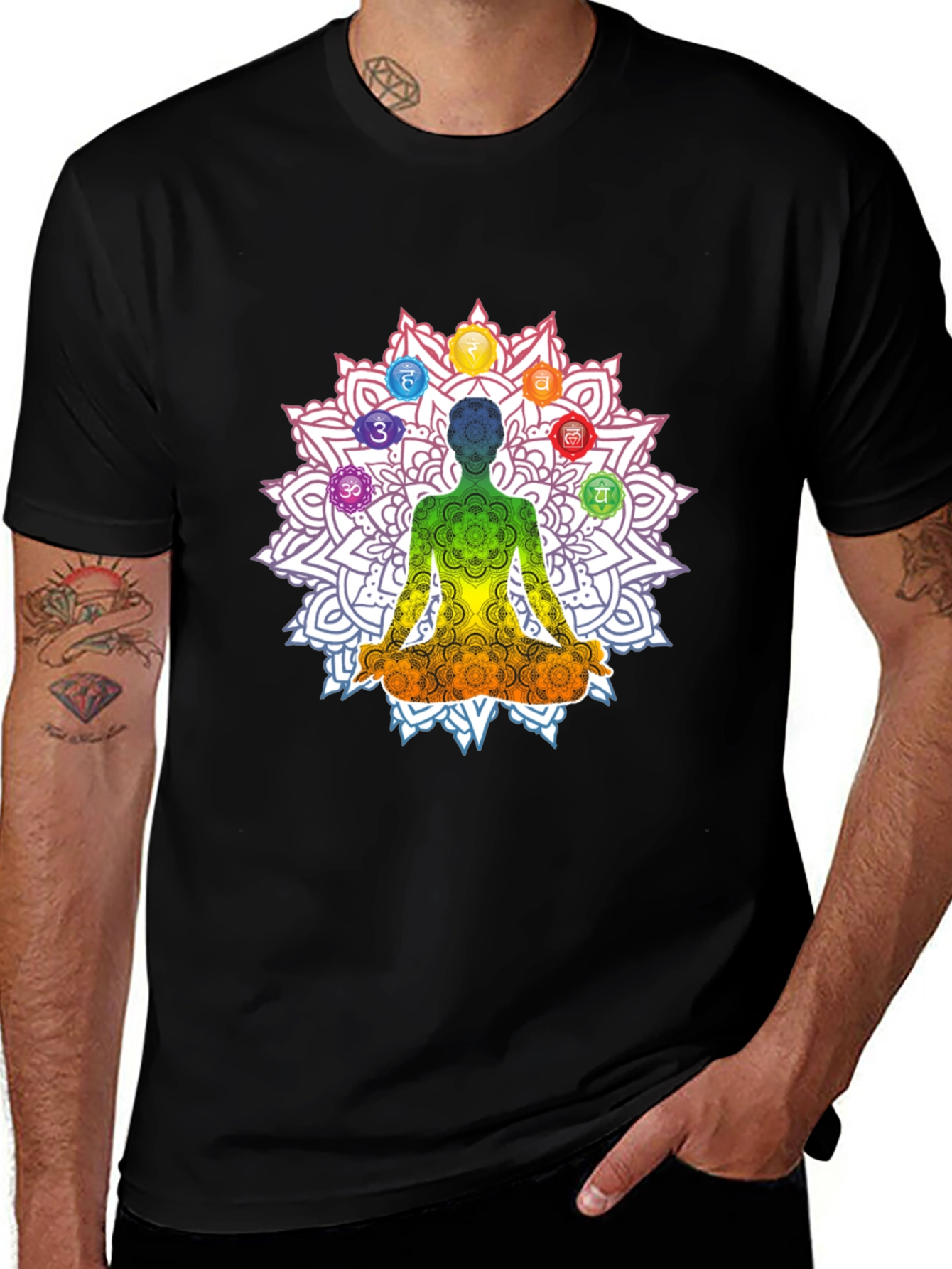 Variant 25 of Chakra Mandala Graphic Tee - Spiritual Meditation Shirt