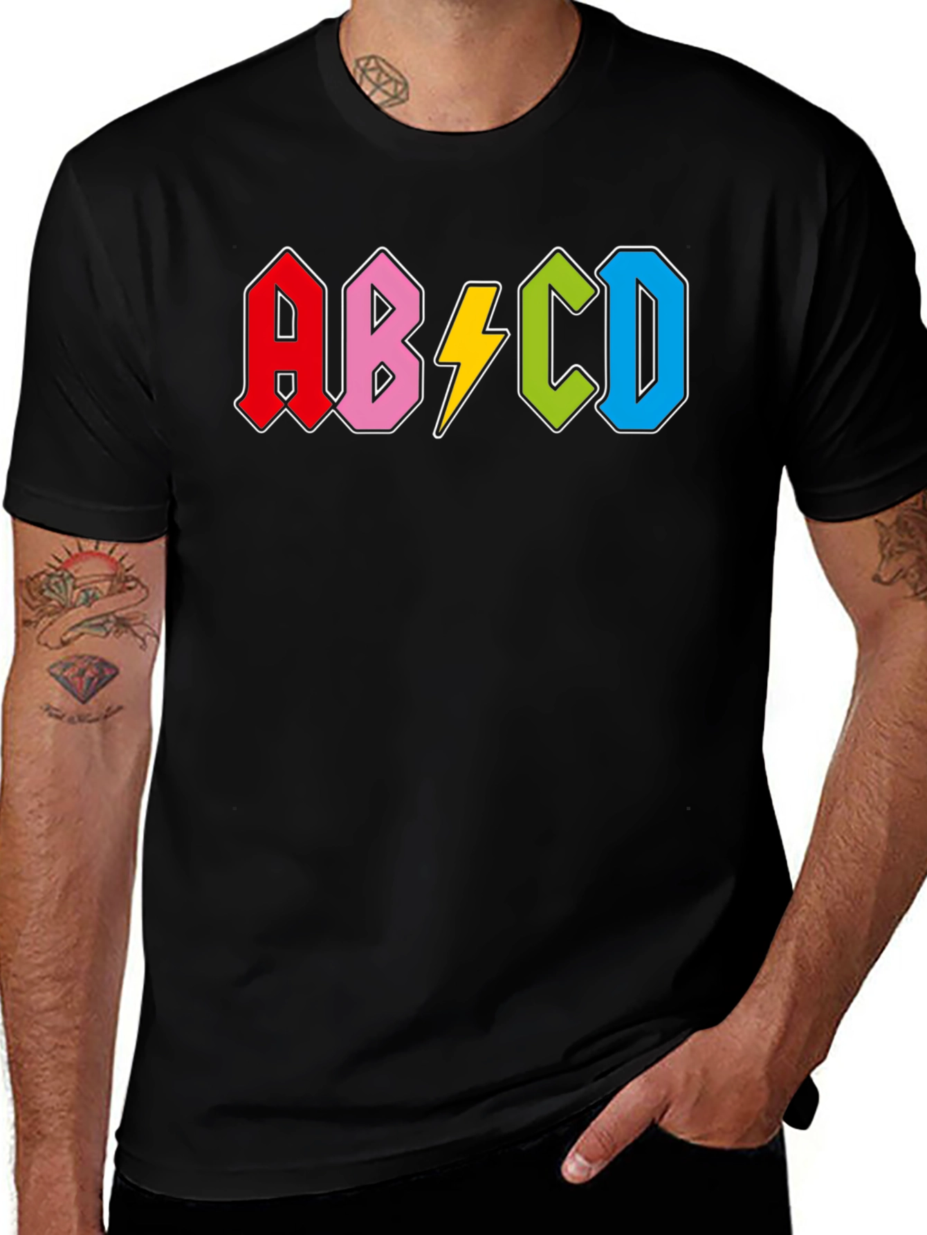 Retro Alphabet Black T-Shirt