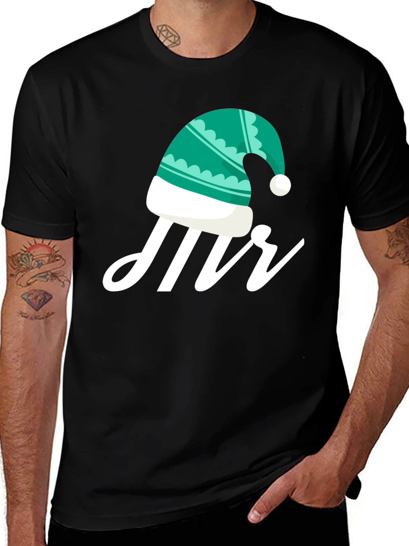 Mr. Christmas Hat Graphic Tee - Holiday T-Shirt