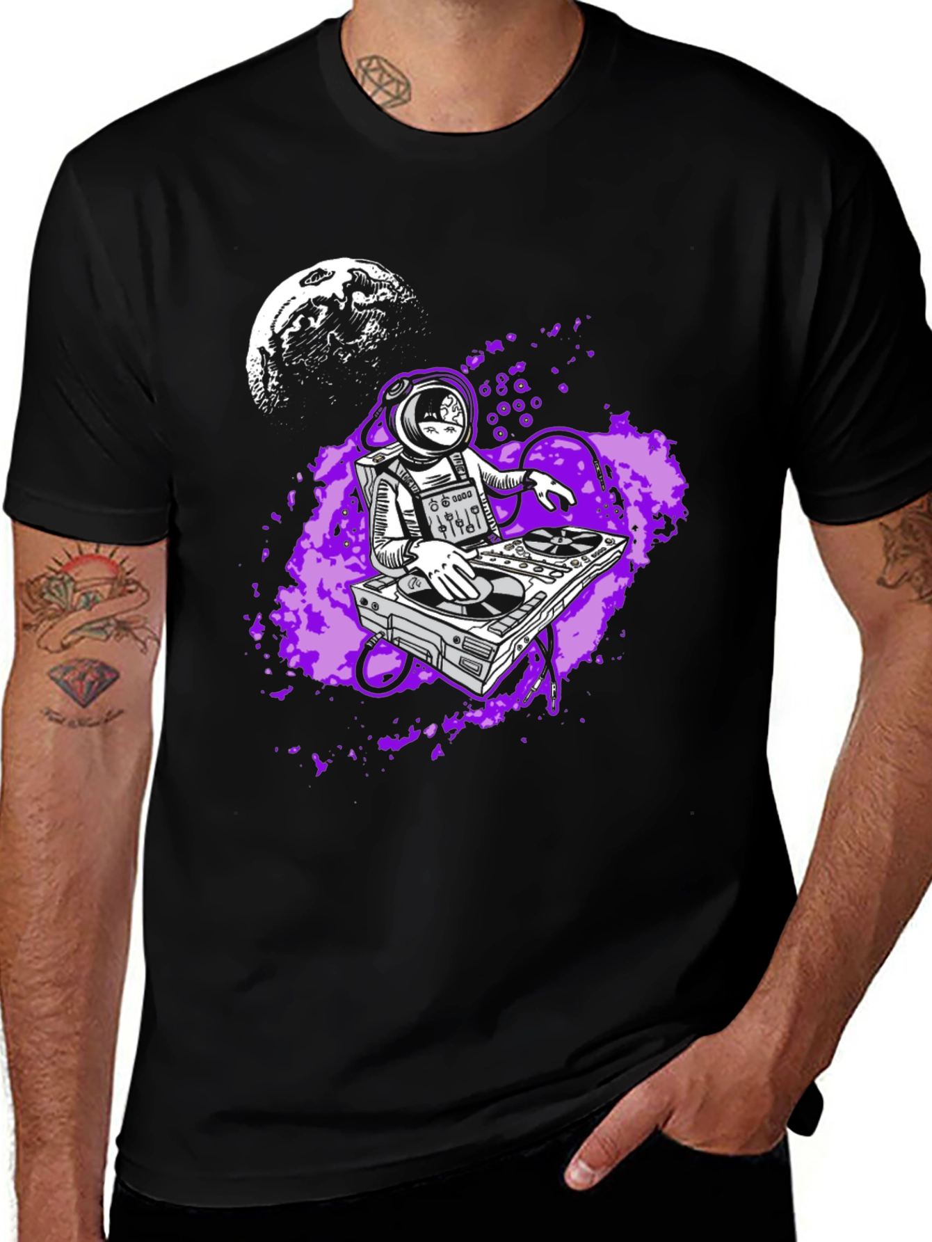 Variant 2 of DJ Astronaut Graphic Tee - Black Cotton T-Shirt