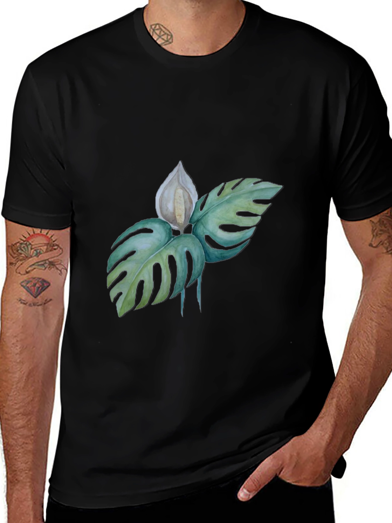 Variant 26 of Tropical Leaf Graphic Tee - Modern Botanical Design