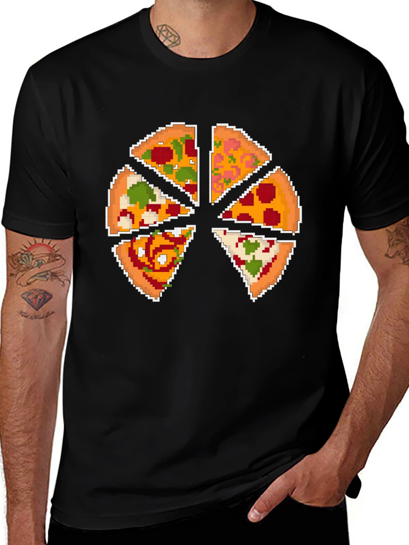 Variant 16 of Pixel Pizza Slice Graphic T-Shirt - Fun Novelty Tee