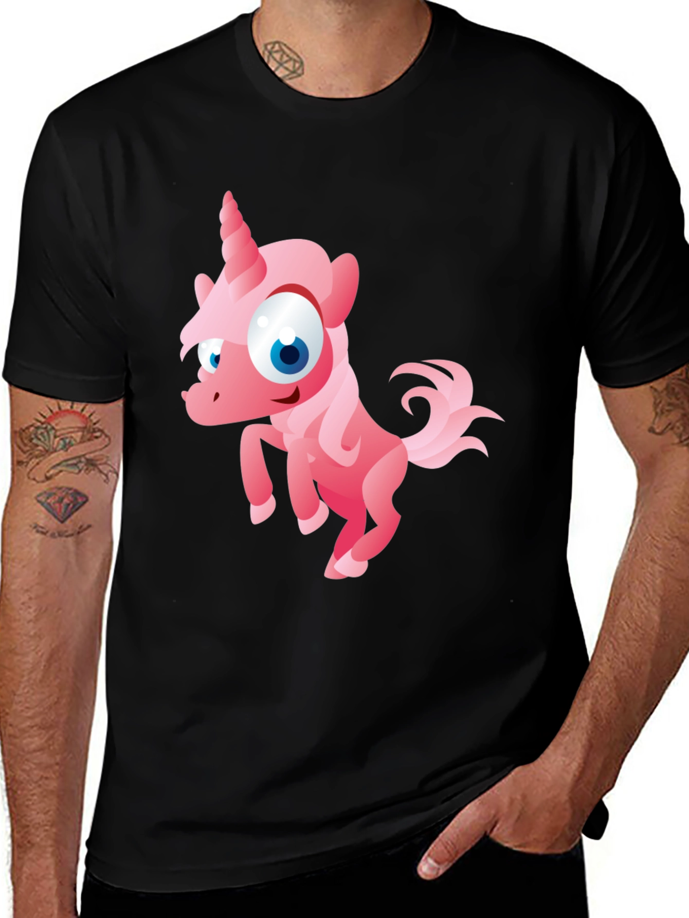 Variant 8 of Black Unicorn Cartoon T-Shirt