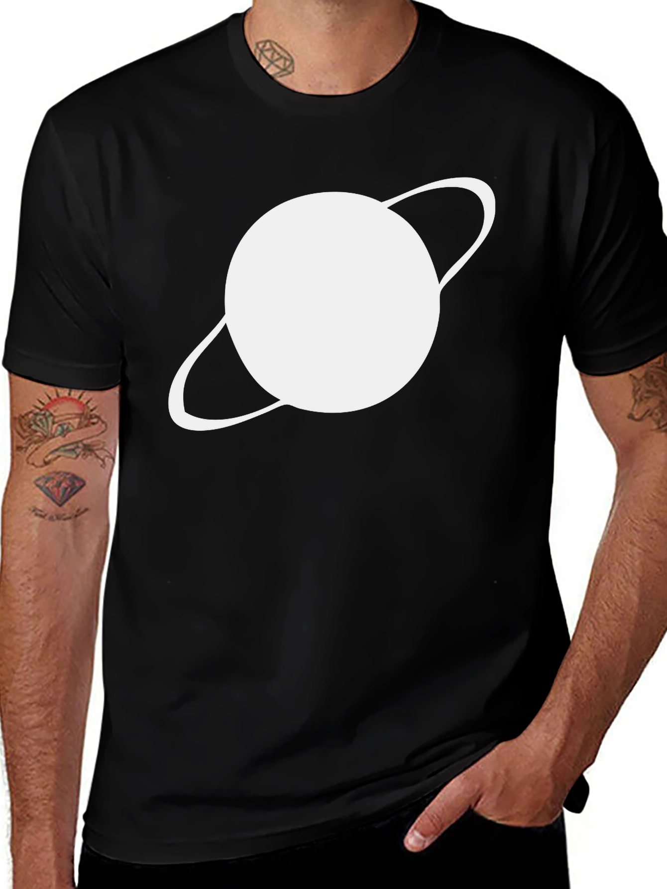Variant 10 of Saturn Graphic Black T-Shirt