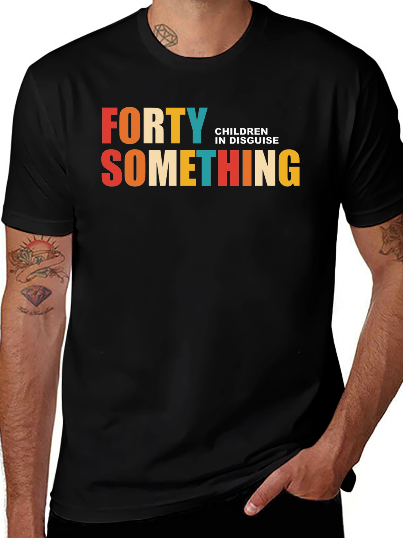 Variant 29 of Forty Something Men's Black Graphic T-Shirt
