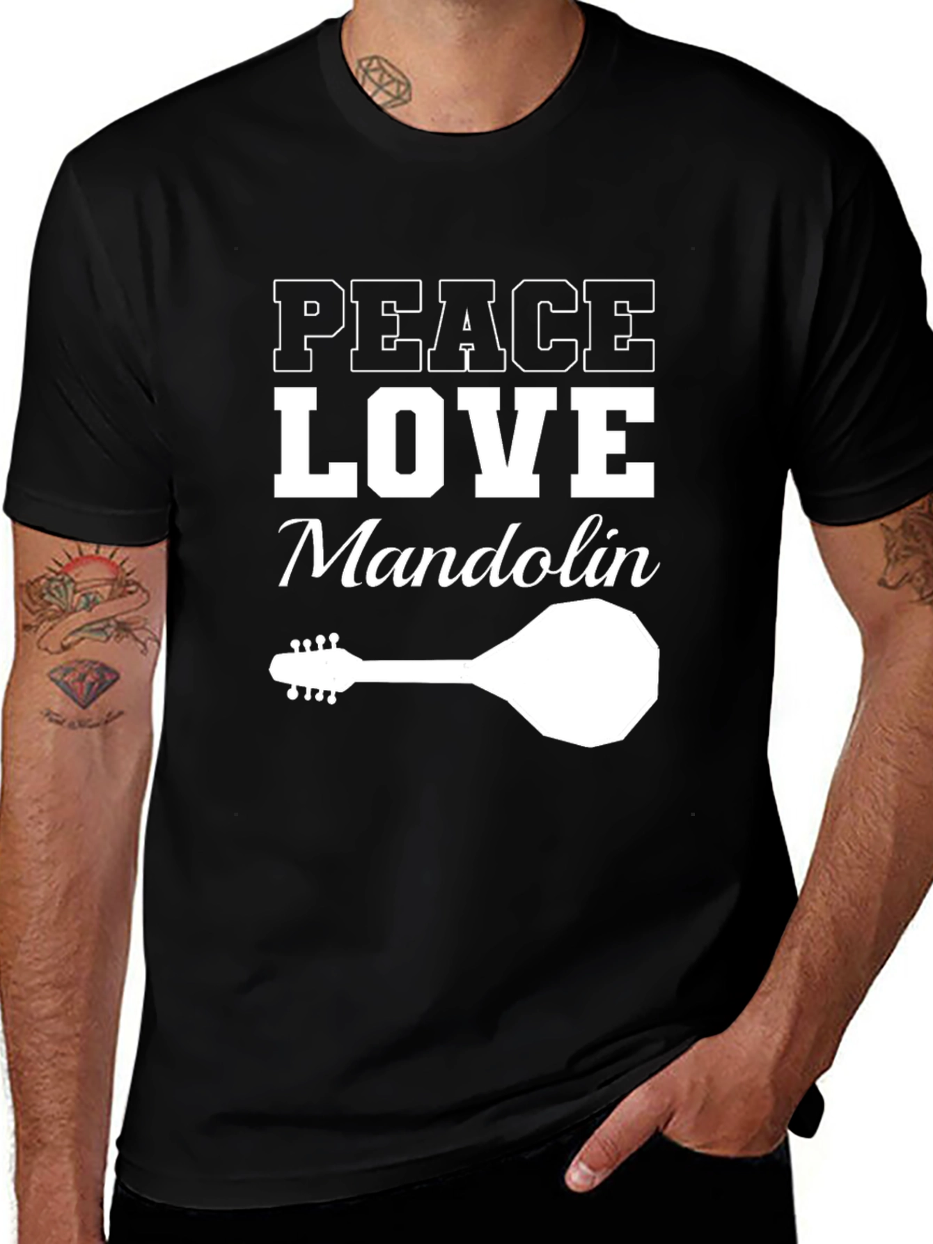 Variant 16 of Peace Love Mandolin T-Shirt - Music Lover Tee