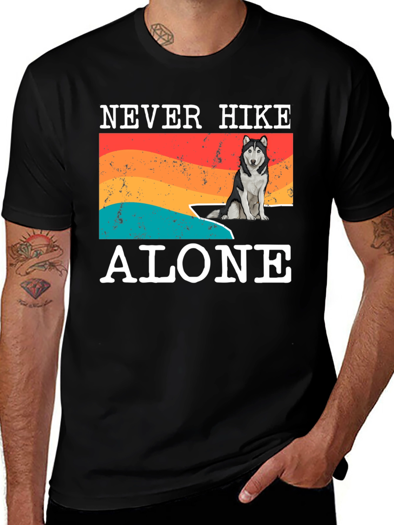 Variant 4 of Never Hike Alone T-Shirt - Dog Lover Hiking Tee