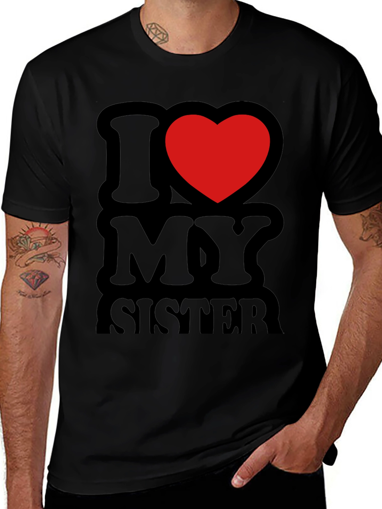 Variant 16 of I Heart My Sister Black T-Shirt