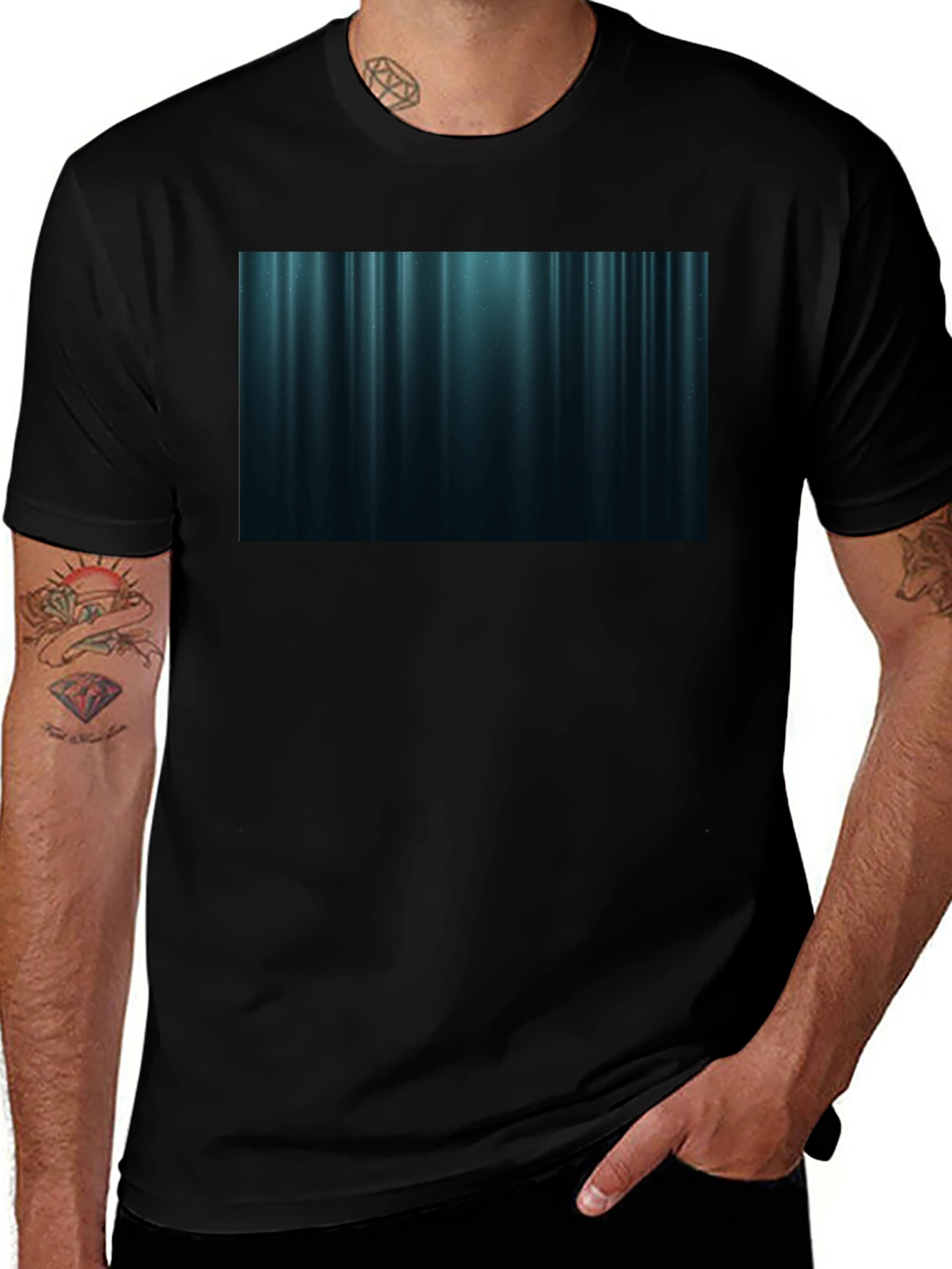Variant 2 of Abstract Vertical Stripe T-Shirt - Black