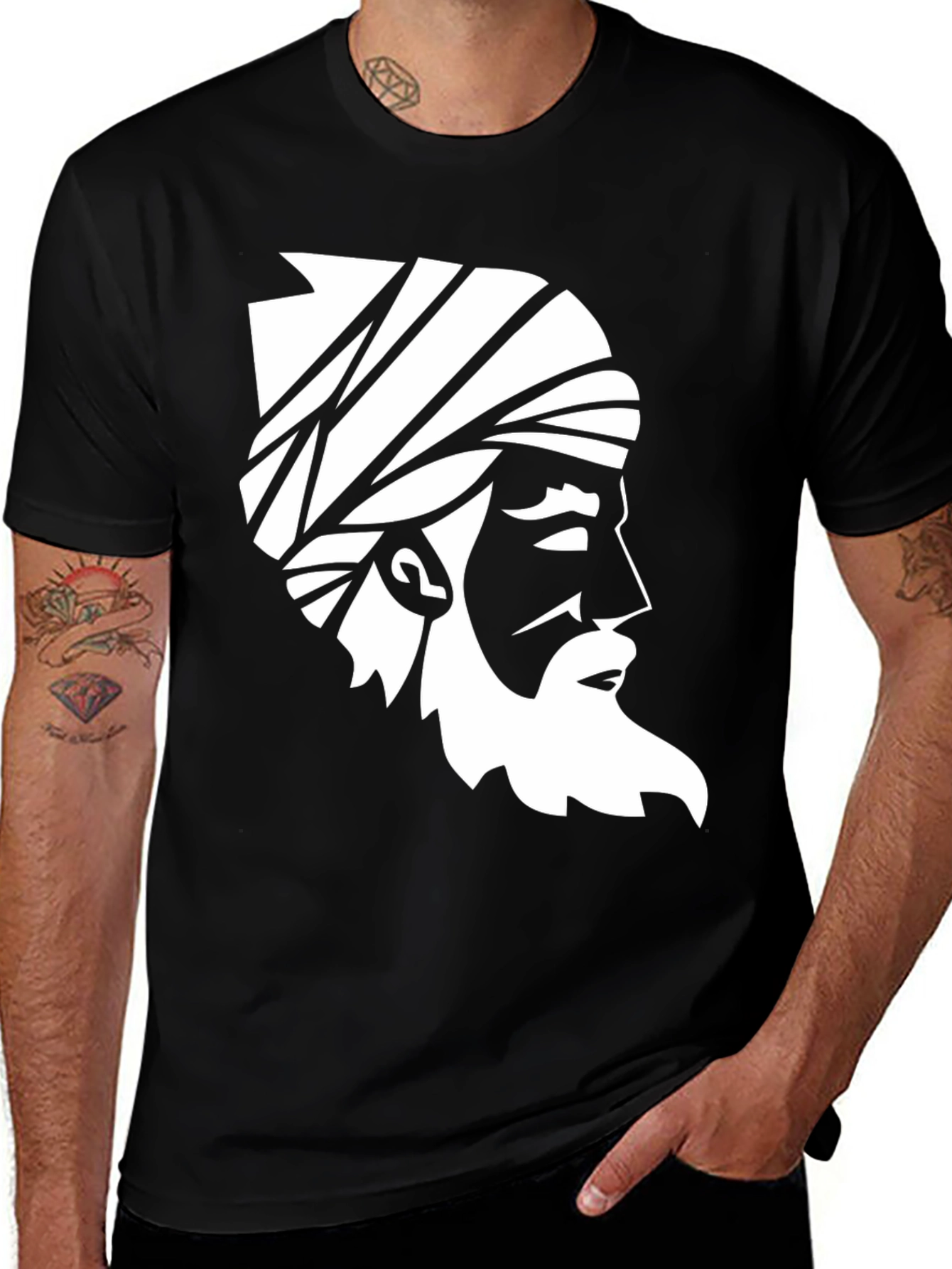 Variant 13 of Graphic Tee: White Silhouette on Black