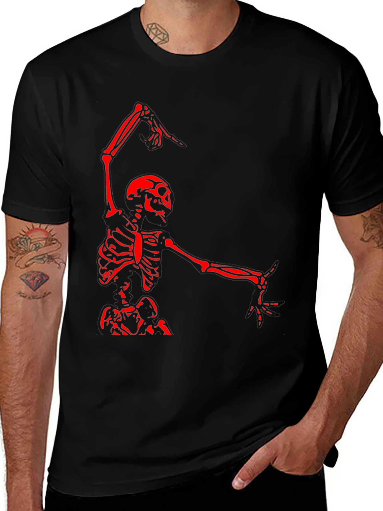 Variant 2 of Skeleton Dance Graphic Tee - Black
