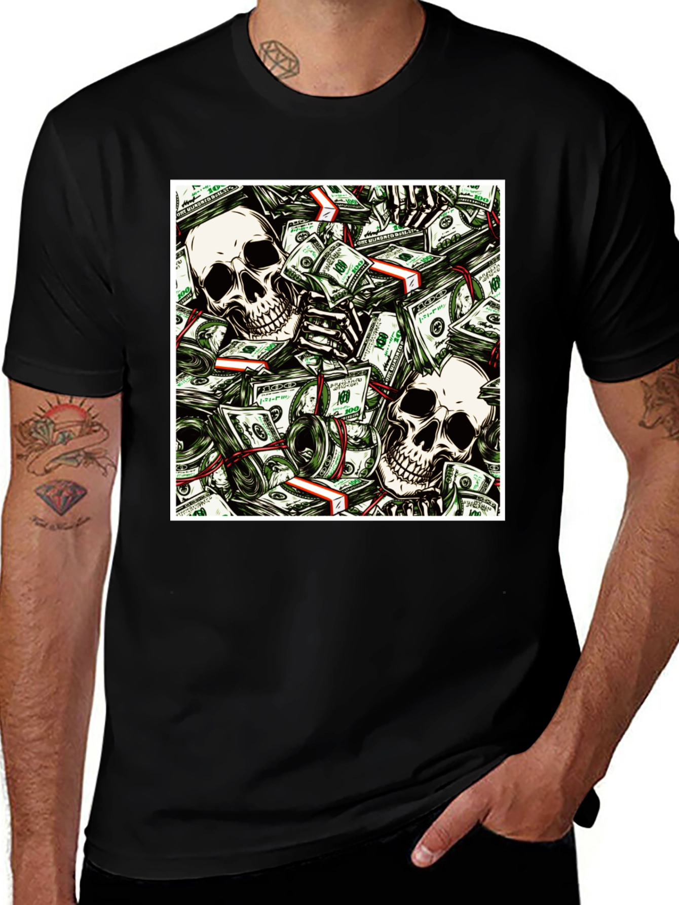 Variant 8 of Skull Money Graphic Tee - Unisex