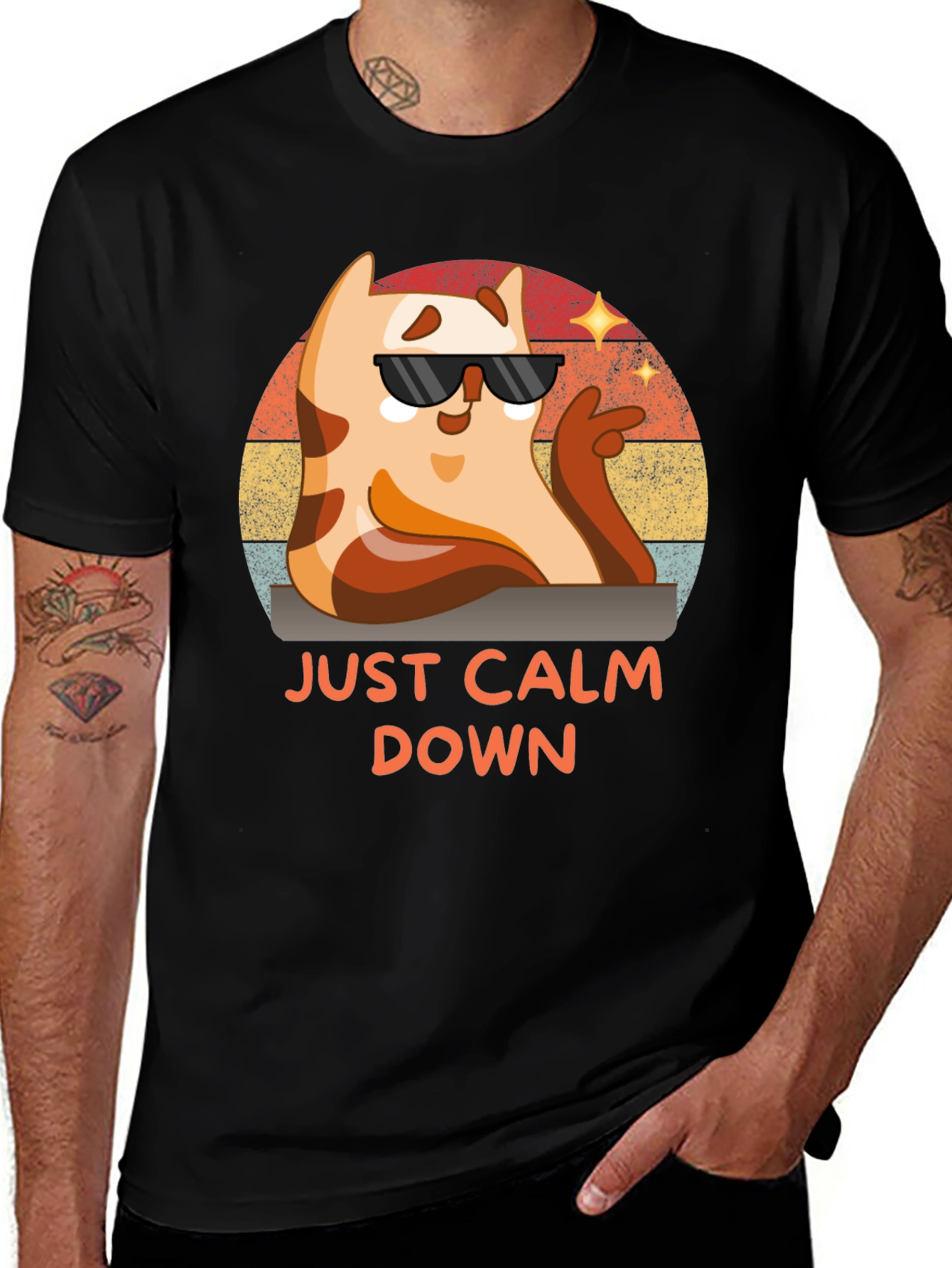 Variant 15 of Just Calm Down Cat Graphic Tee