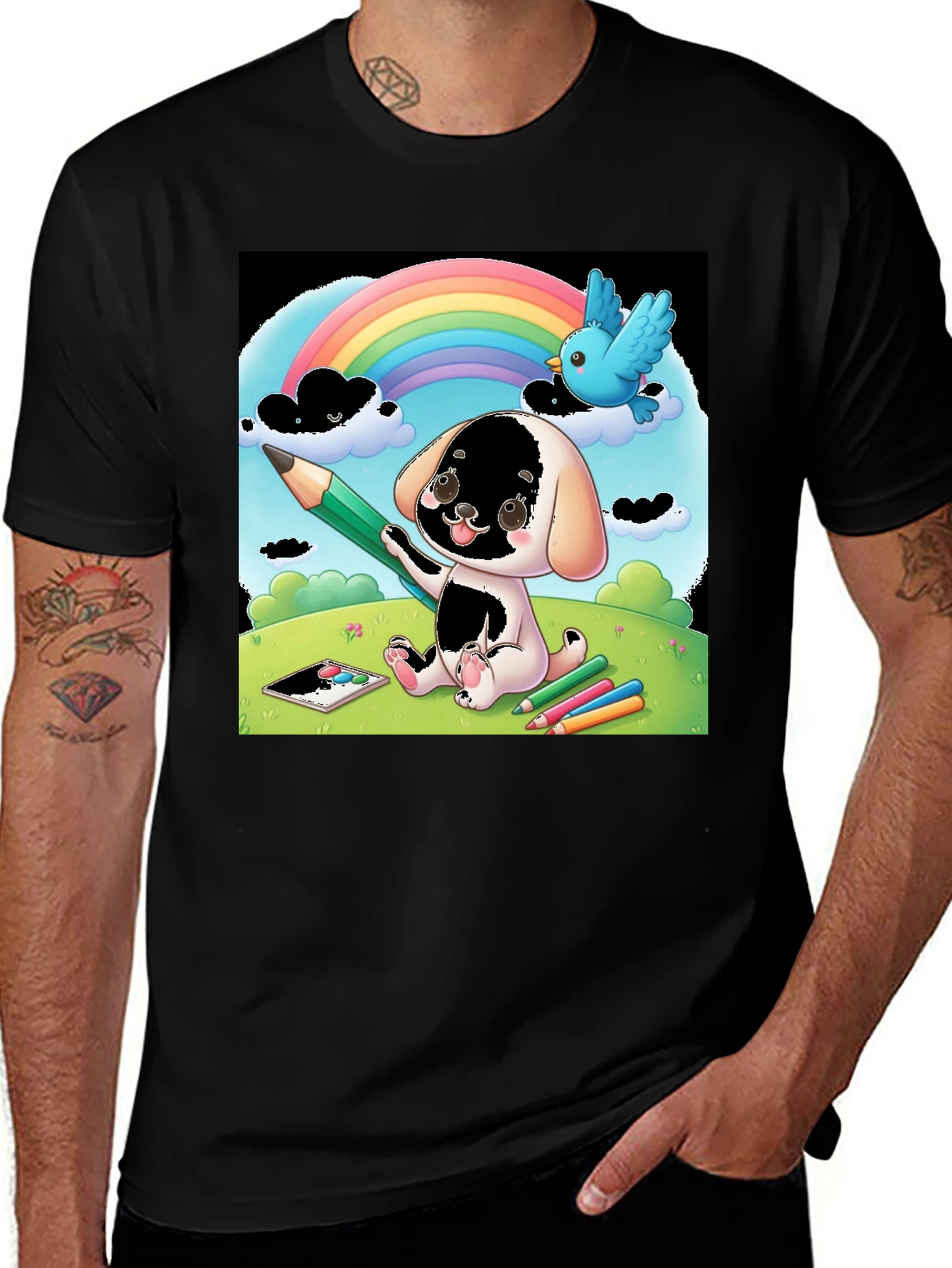 Variant 23 of Cartoon Puppy Rainbow T-Shirt