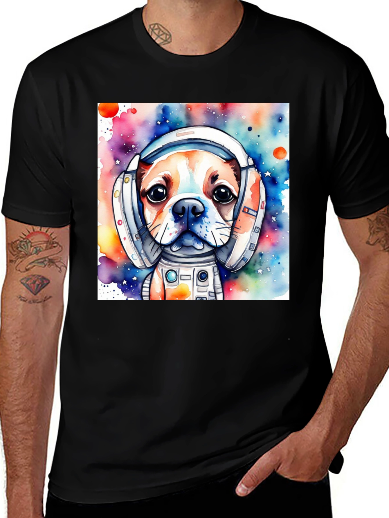 Variant 28 of Dog Astronaut T-Shirt: Cute Watercolor Space Pup