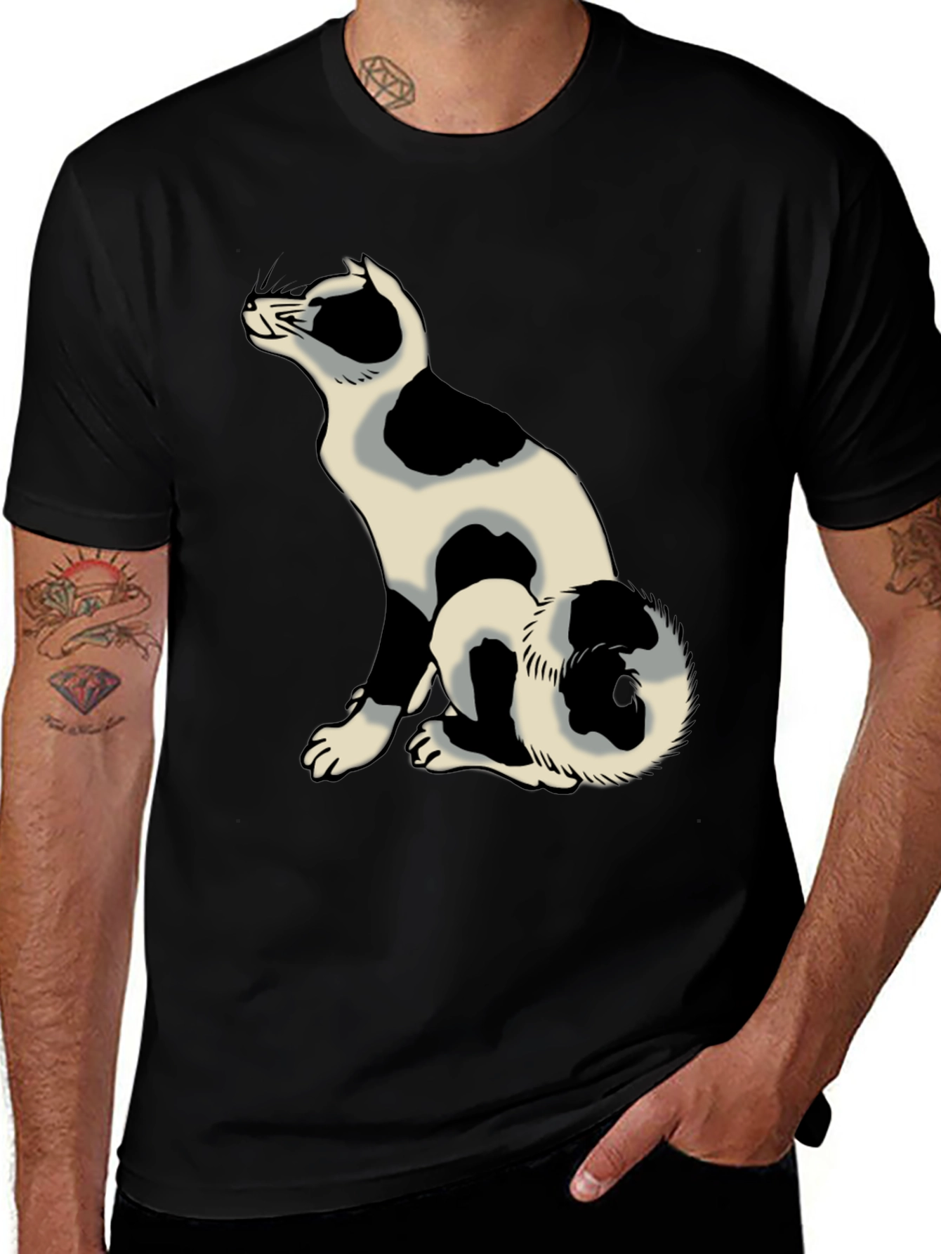 Variant 23 of Black T-Shirt with Cat Graphic